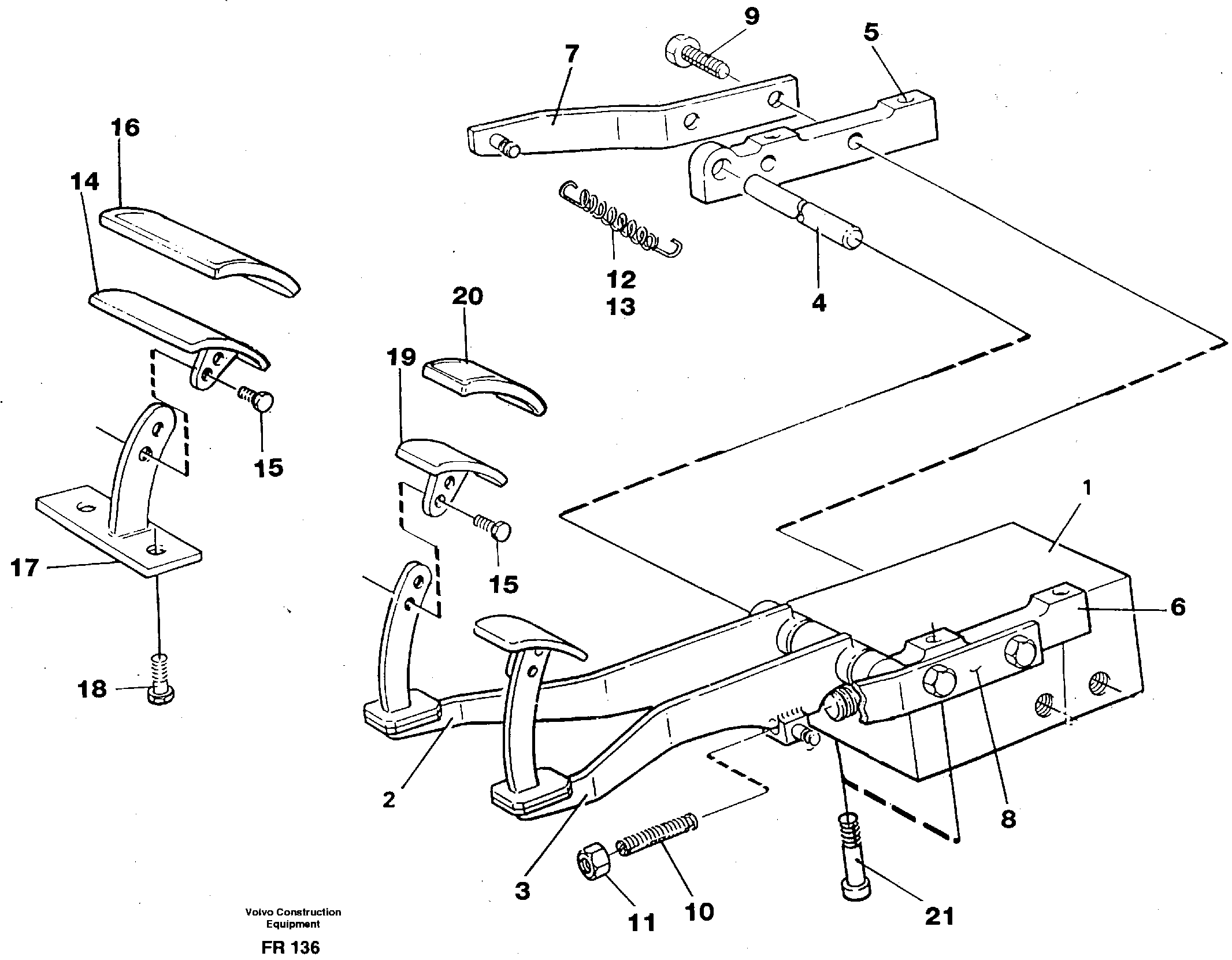 Схема запчастей Volvo EW130 - 27311 Pedal valve and foot rest EW130 ?KERMAN ?KERMAN EW130 SER NO - 447