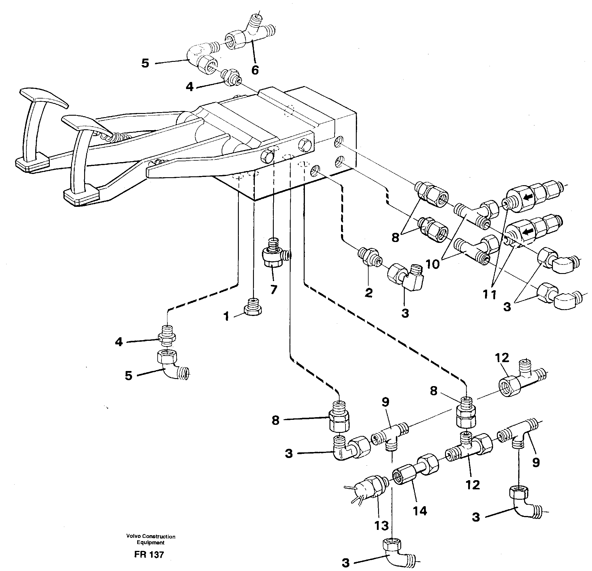 Схема запчастей Volvo EW130 - 27312 Pedal valve with connections EW130 ?KERMAN ?KERMAN EW130 SER NO - 447