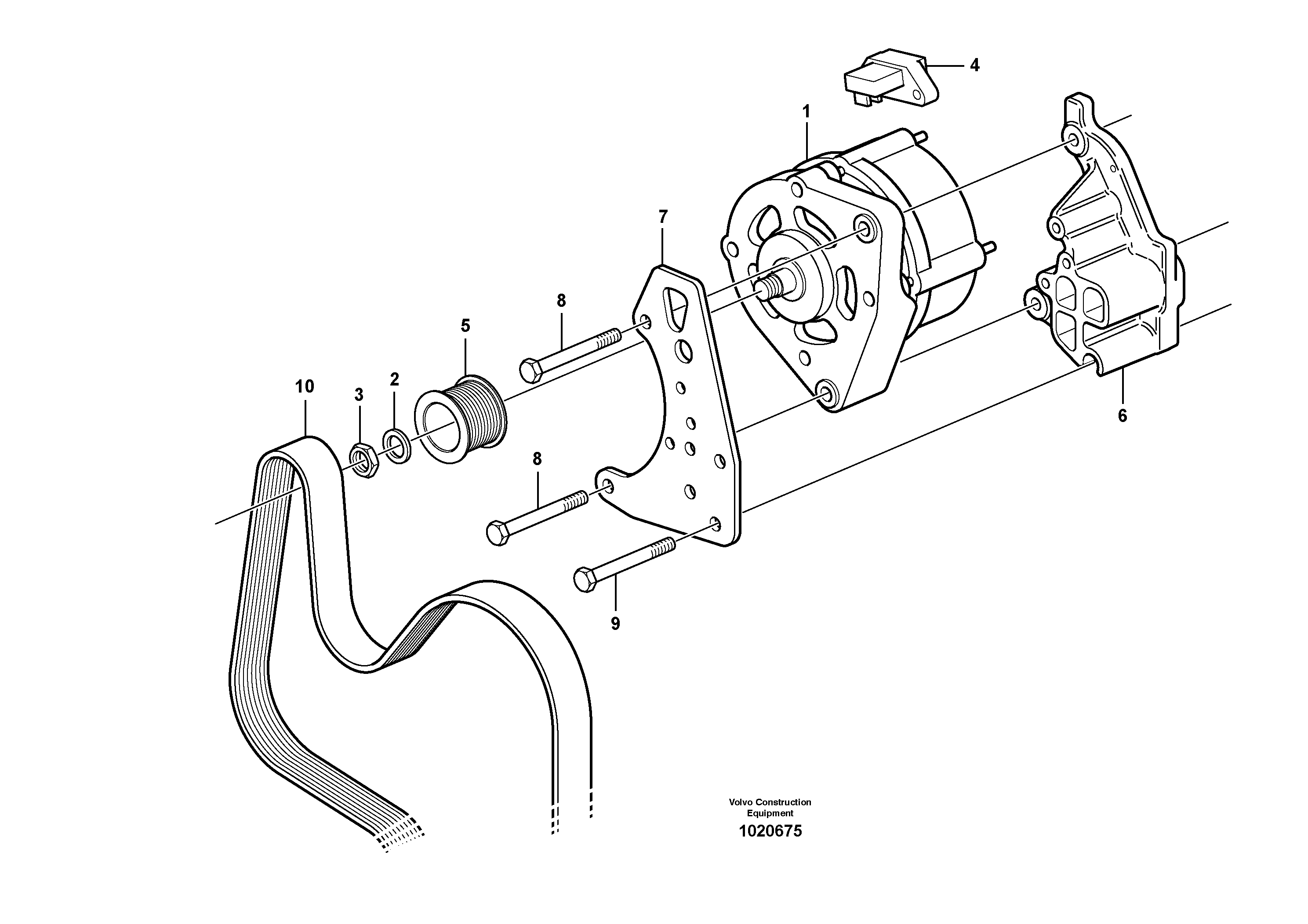 Схема запчастей Volvo EC140B - 53049 Alternator with assembling details EC140B