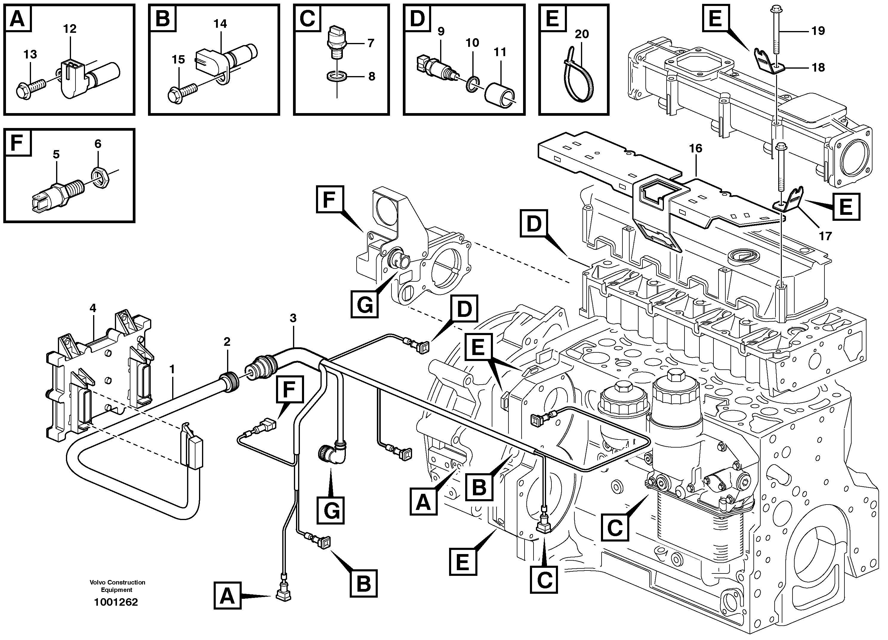 Схема запчастей Volvo EC140B - 20563 Cable harness, engine EC140B