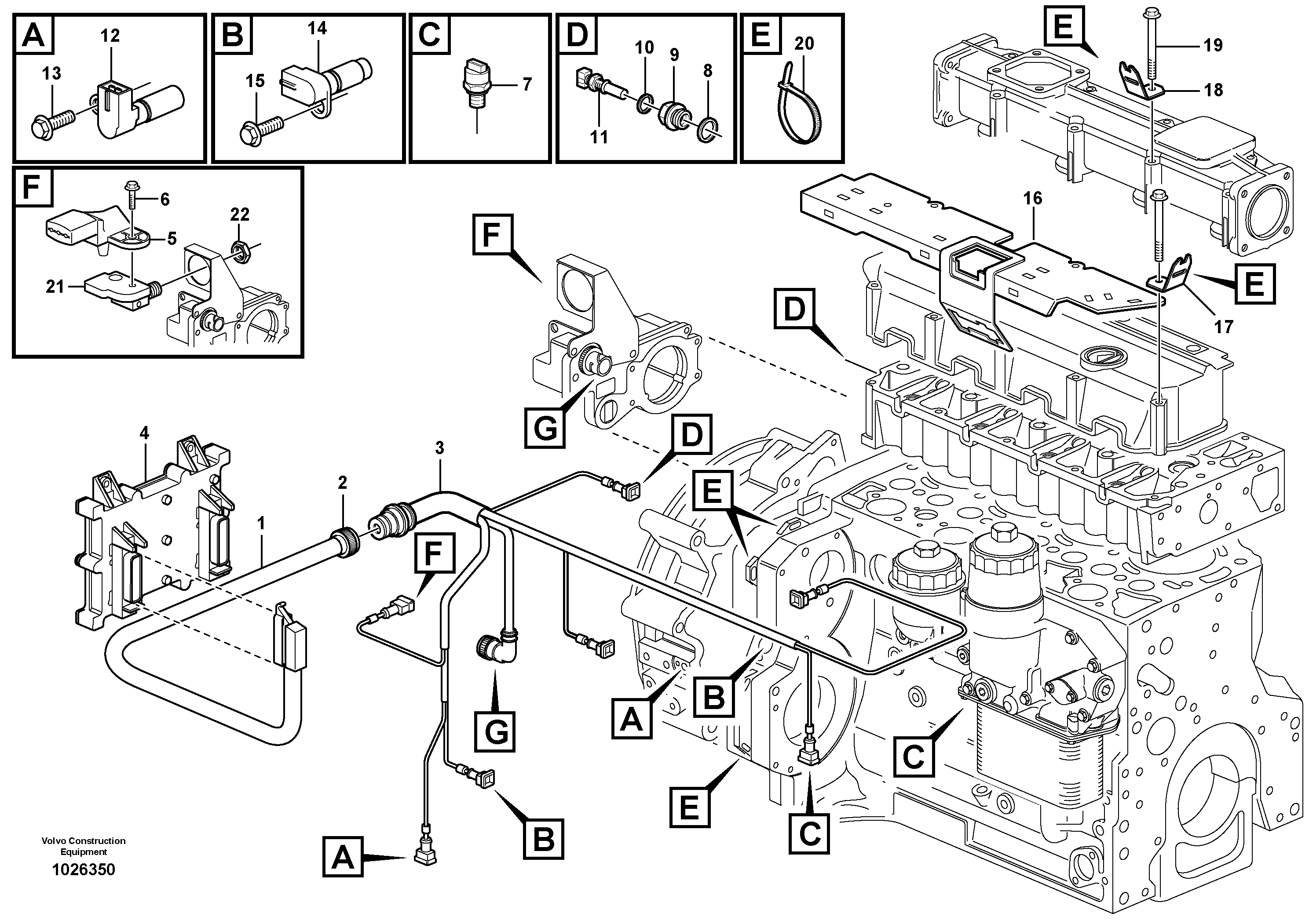 Схема запчастей Volvo EC140B - 20567 Cable harness, engine EC140B