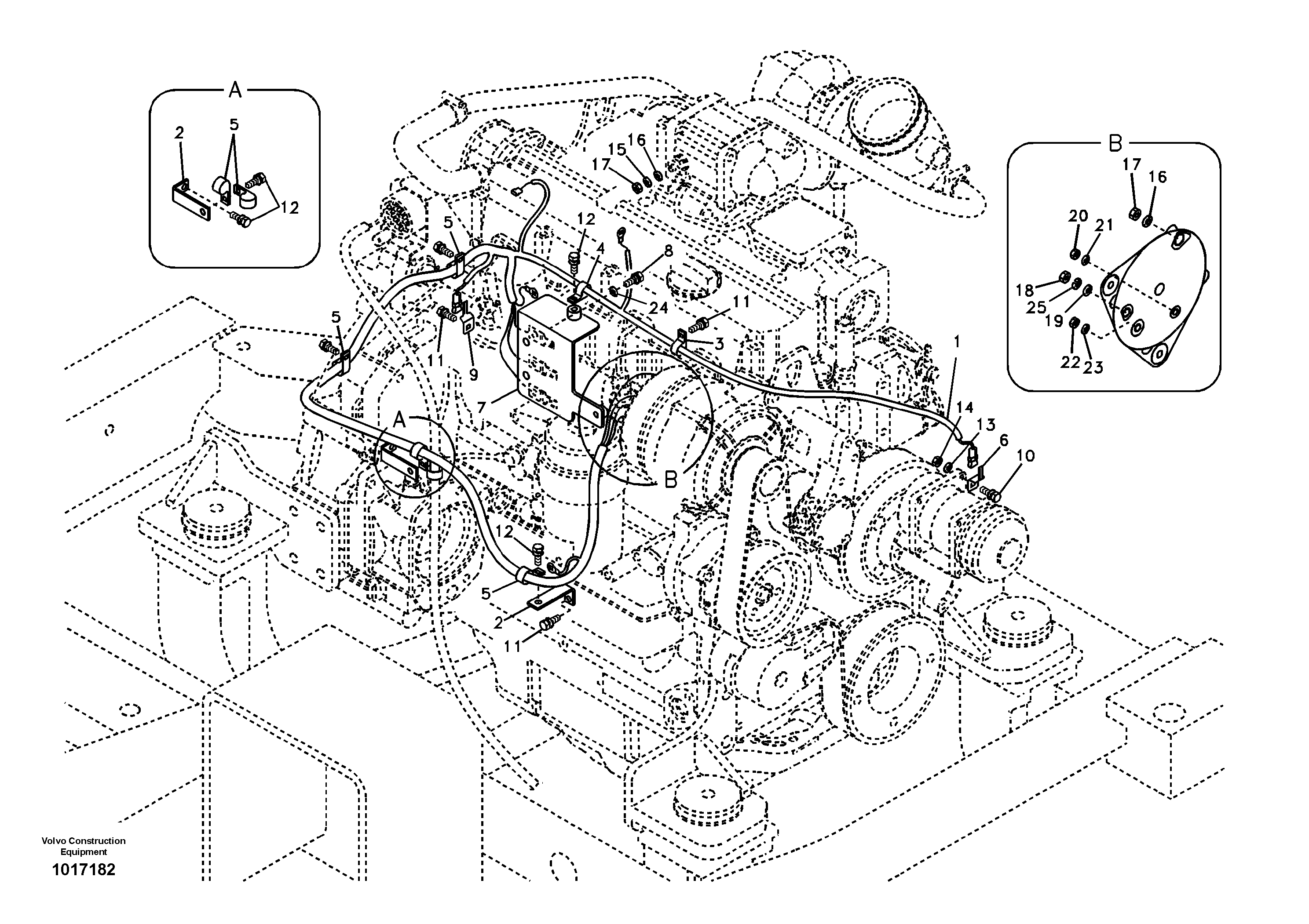 Схема запчастей Volvo EC140B - 59047 Cable harness, engine EC140B