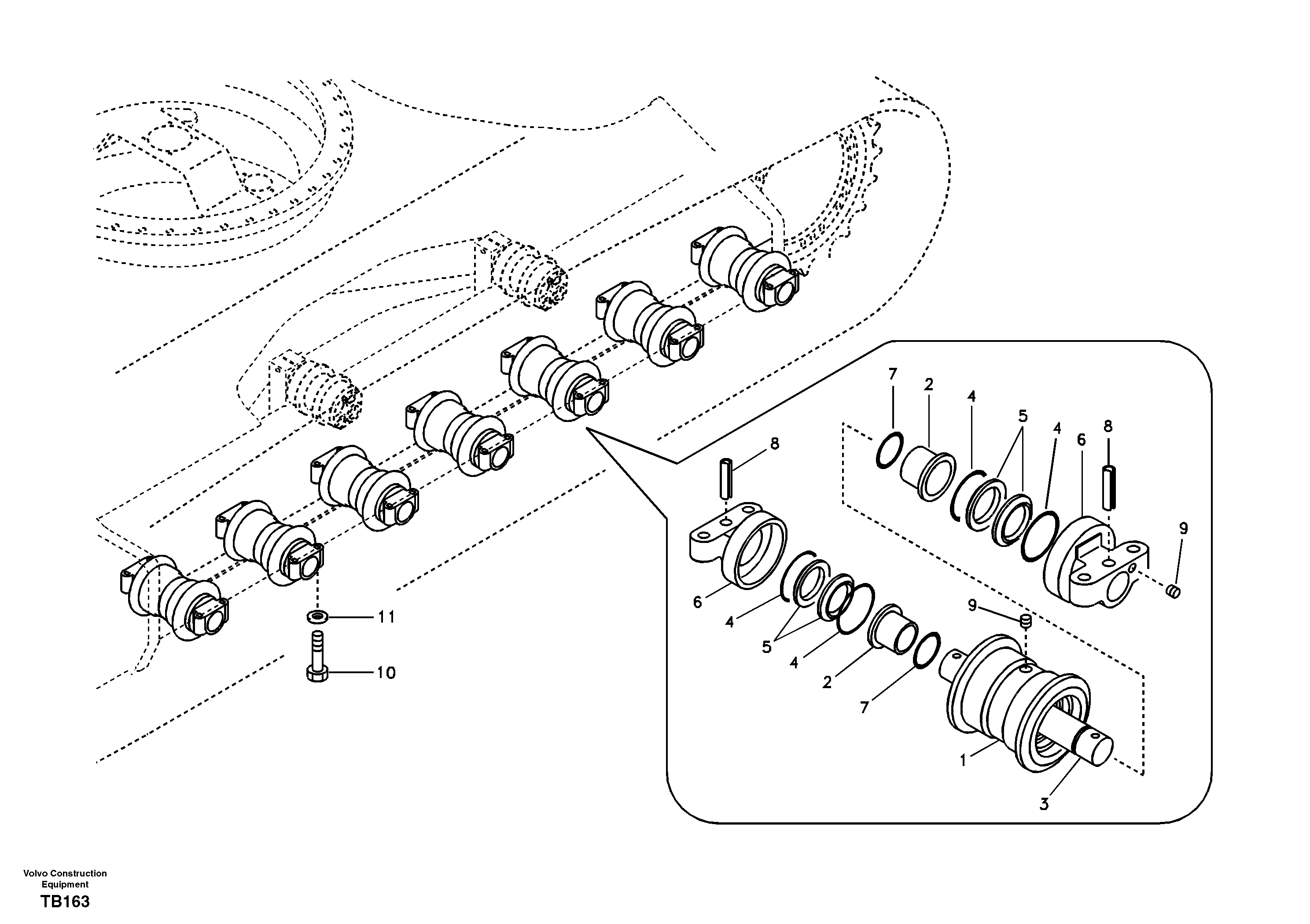 Схема запчастей Volvo EC140B - 17248 Bottom roller EC140B