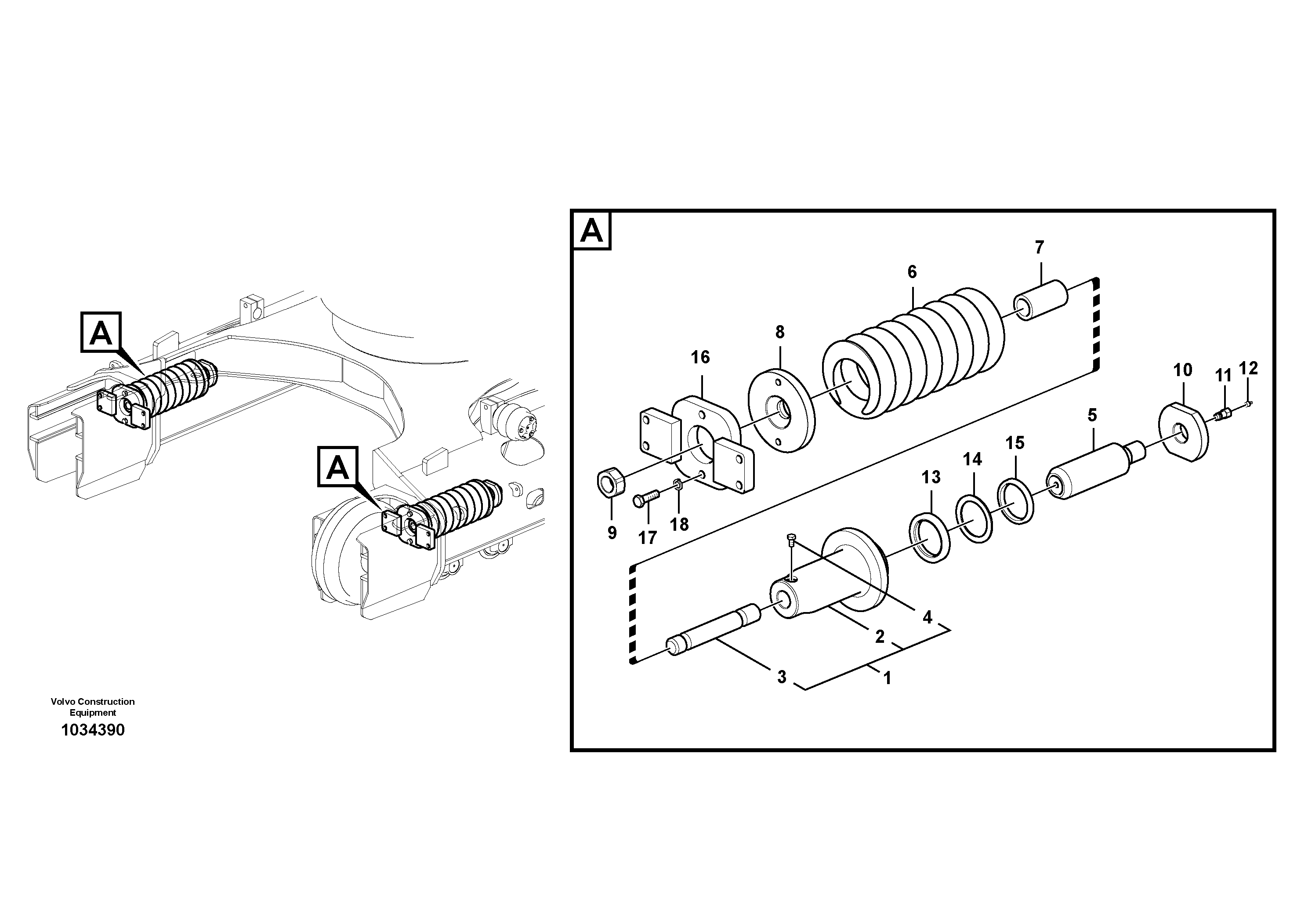 Схема запчастей Volvo EC140B - 70023 Undercarriage, spring package EC140B