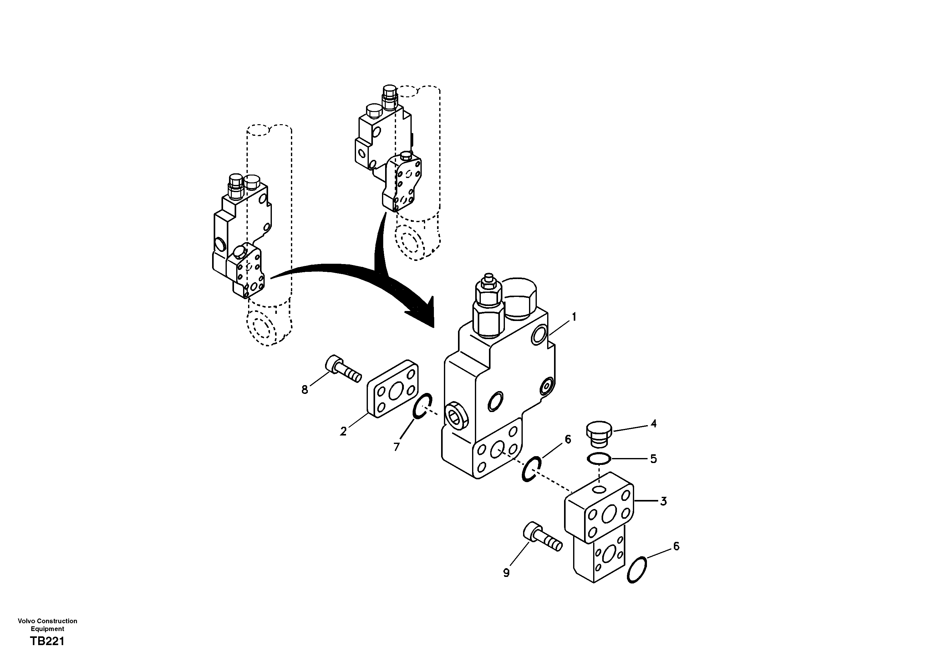 Схема запчастей Volvo EC140B - 19456 Working hydraulic, boom rupture valve mount EC140B