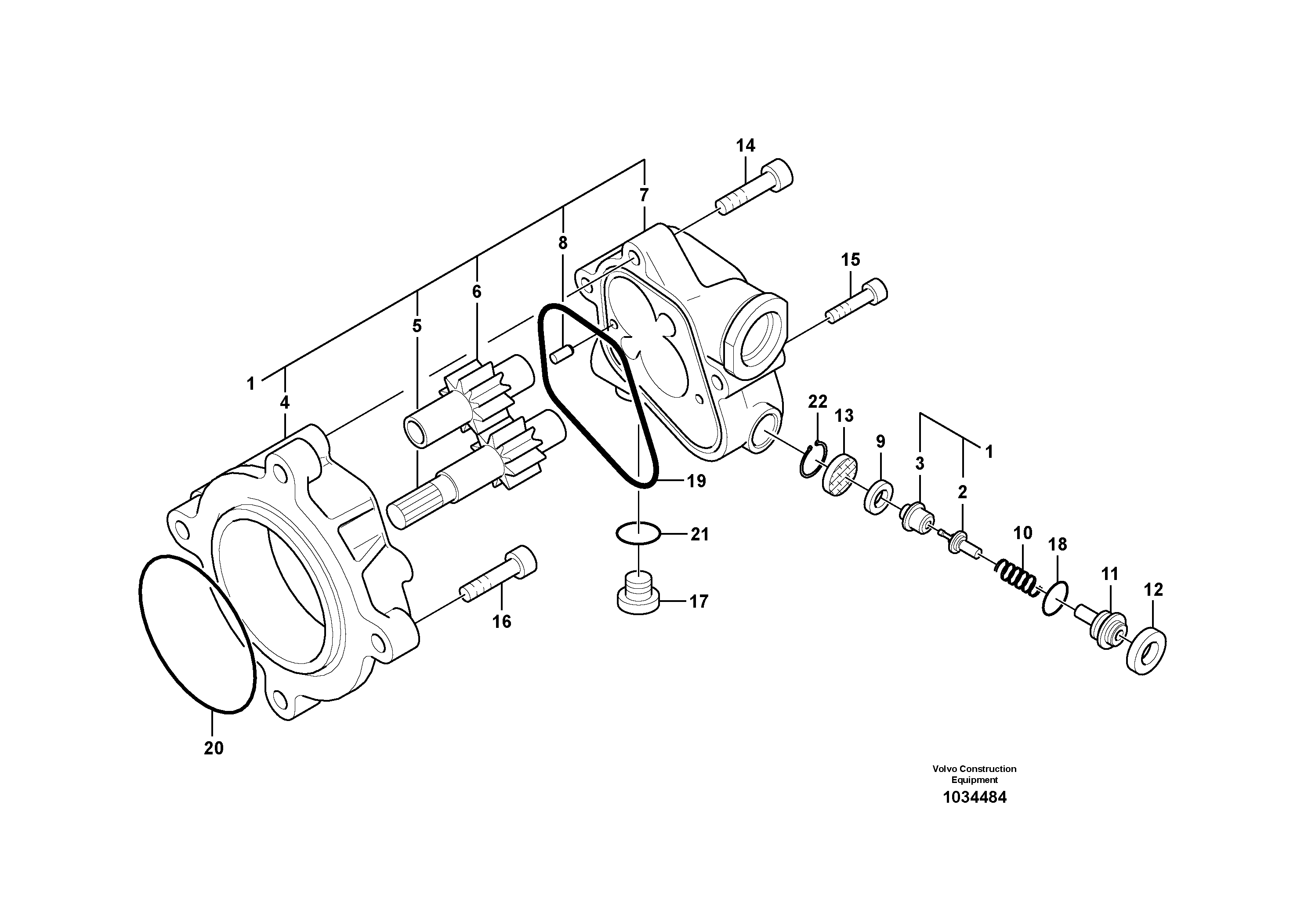 Схема запчастей Volvo EC140B - 44556 Гидронасос (шестеренчатый) EC140B