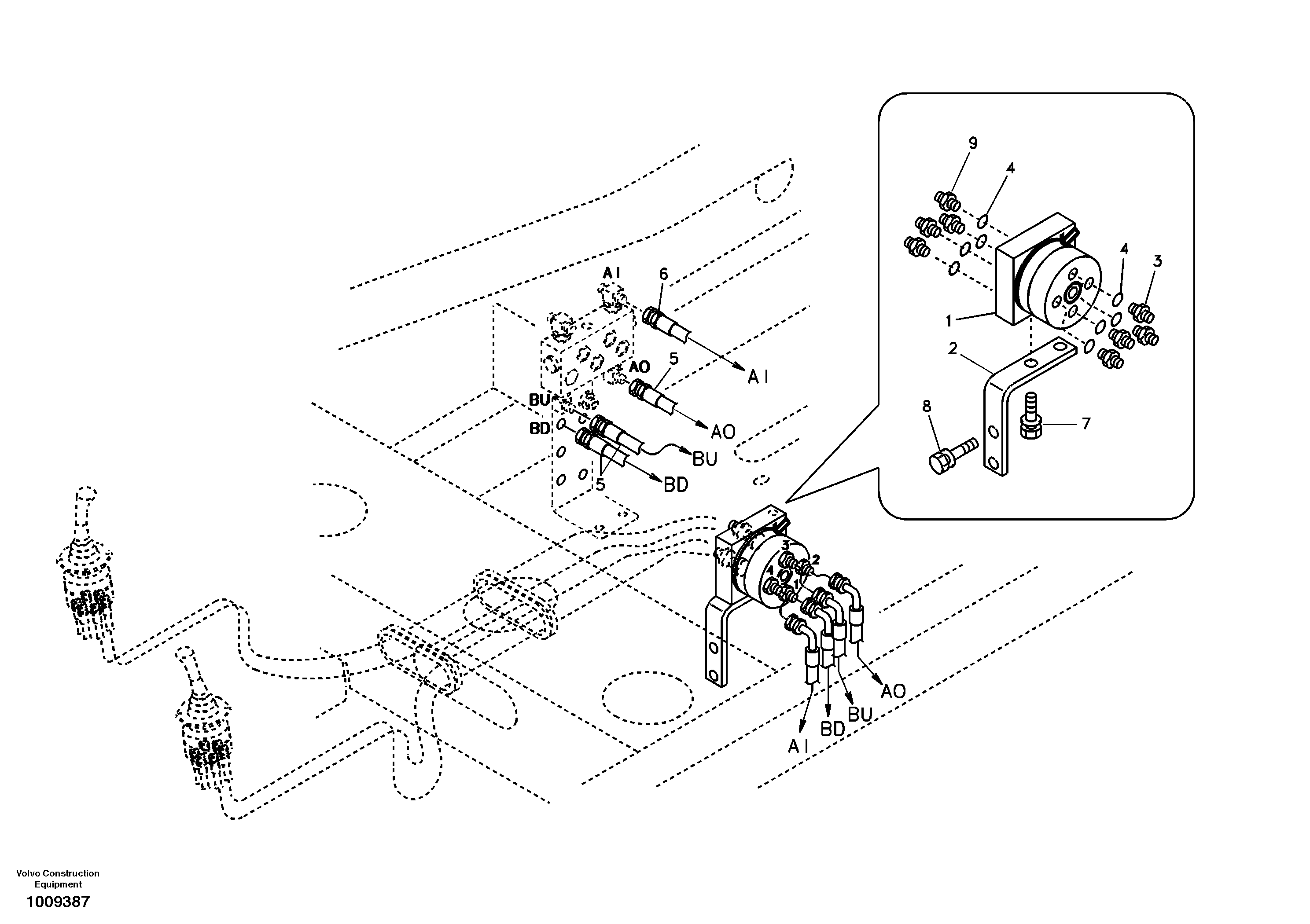 Схема запчастей Volvo EC140B - 44071 Servo system, changing lever function EC140B