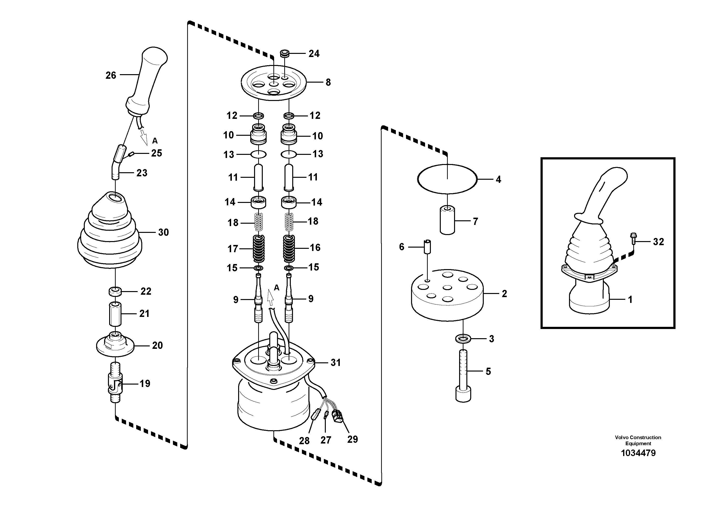 Схема запчастей Volvo EC140B - 46052 Servo system, remote control valve EC140B