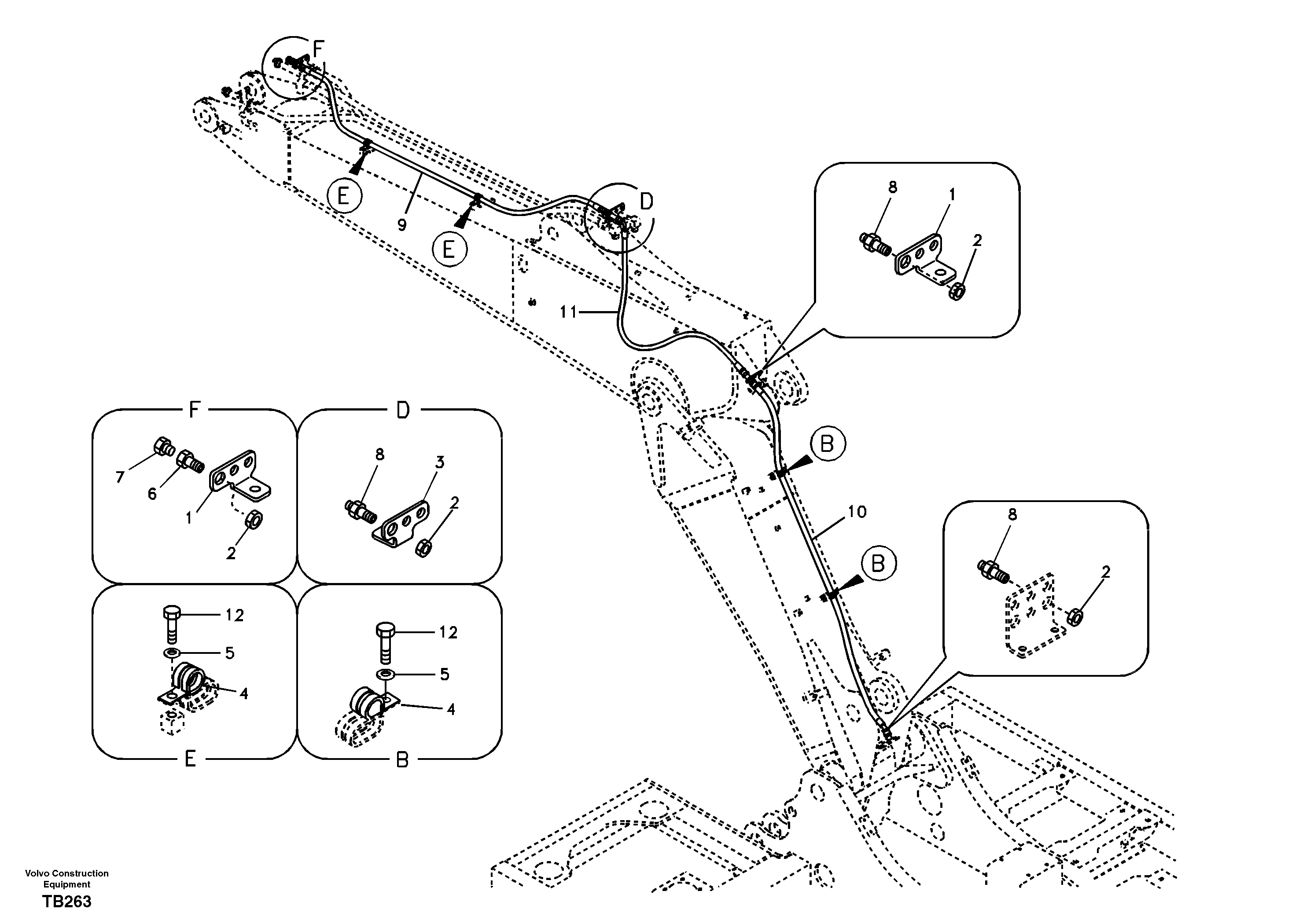 Схема запчастей Volvo EC140B - 18691 Working hydraulic, oil leak on adjustable boom EC140B