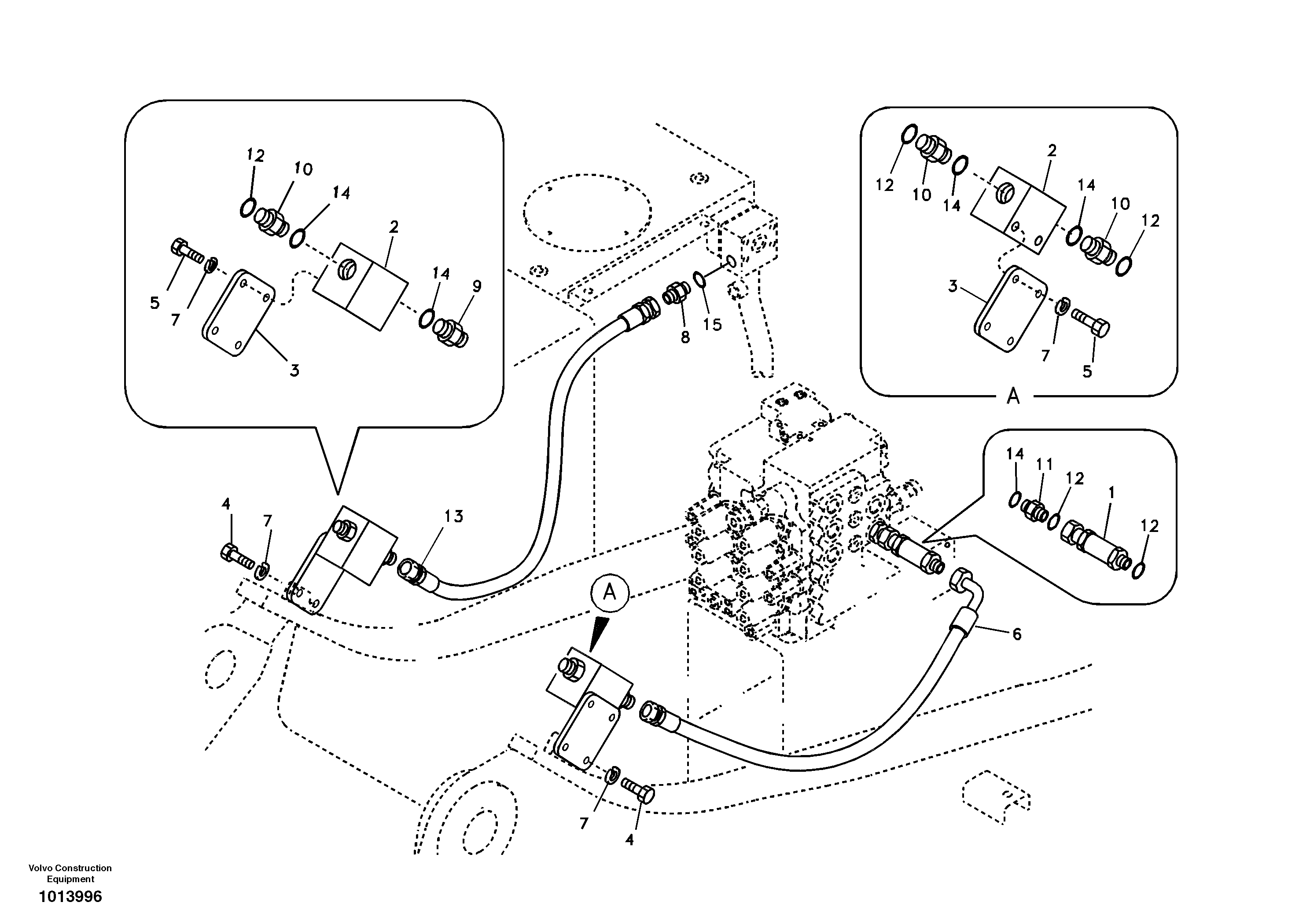 Схема запчастей Volvo EC140B - 19434 Working hydraulic, hammer and shear for upper EC140B