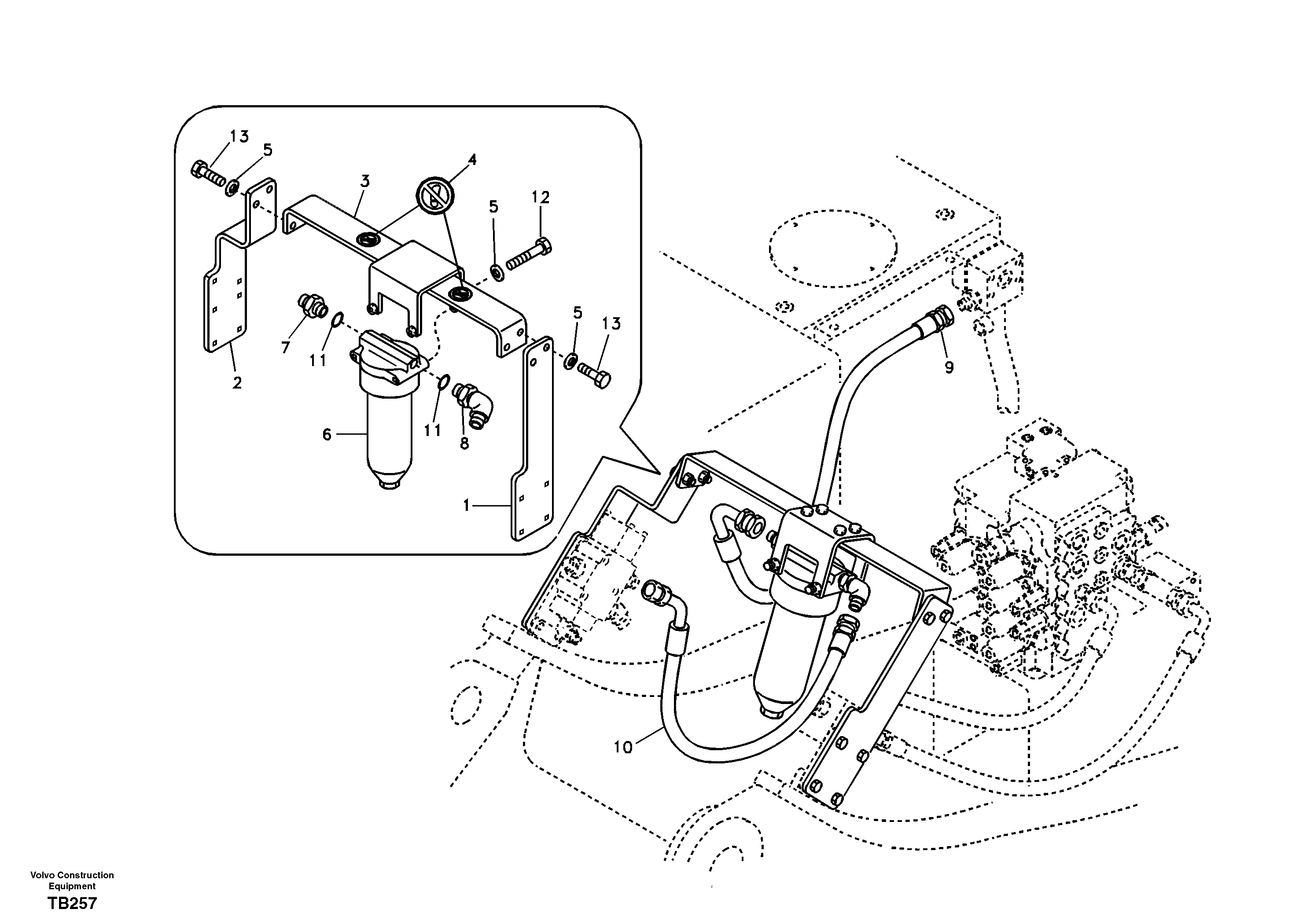 Схема запчастей Volvo EC140B - 23172 Working hydraulic, hammer and shear for return filter EC140B