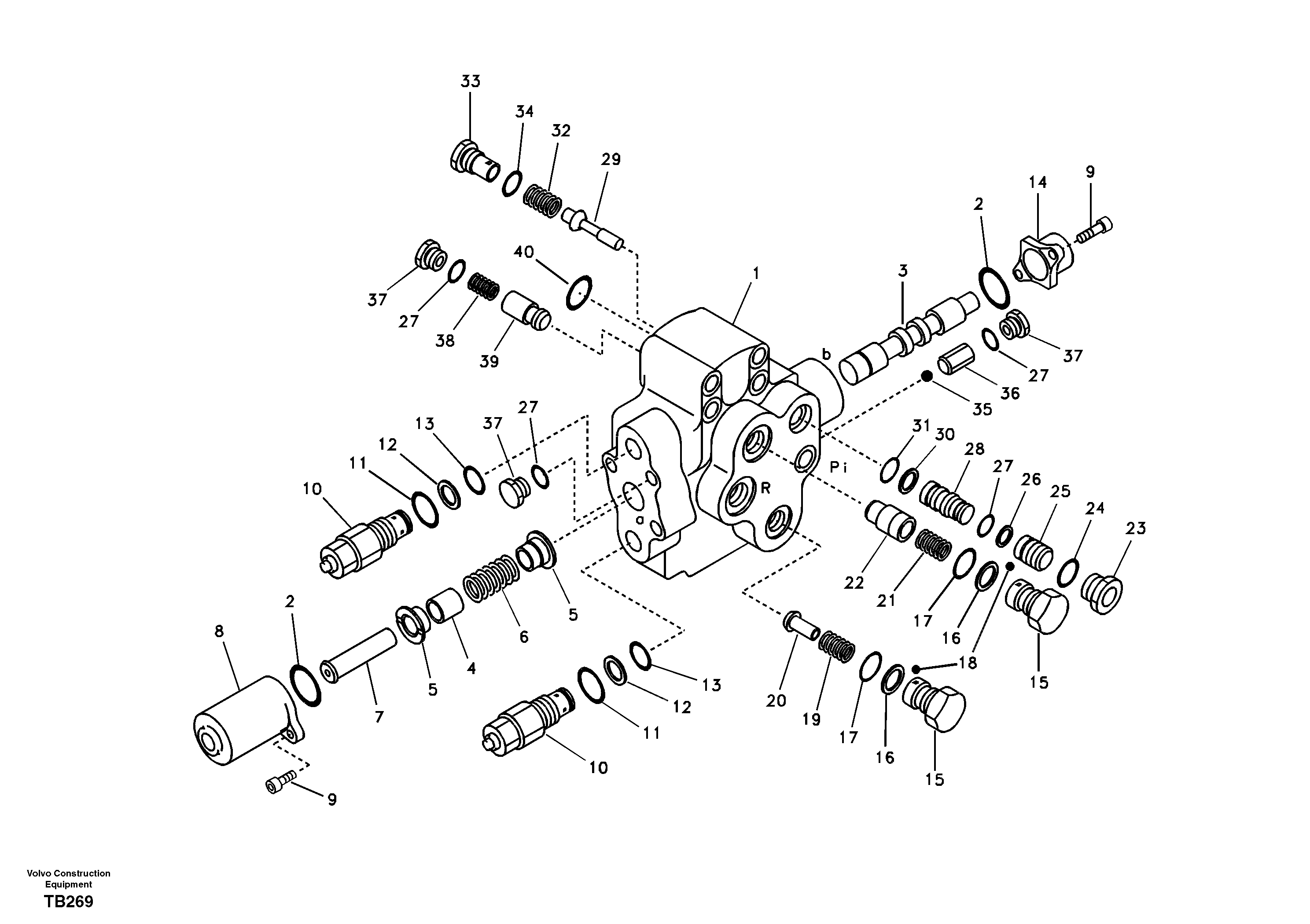 Схема запчастей Volvo EC140B - 41943 Working hydraulic, adjustable boom control valve EC140B