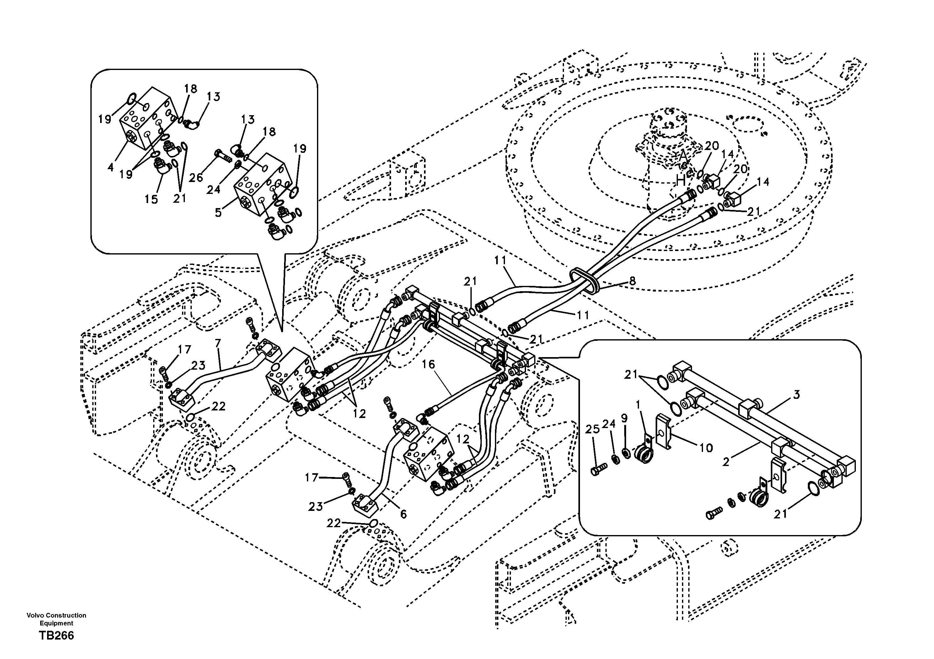 Схема запчастей Volvo EC140B - 60565 Working hydraulic, dozer blade EC140B