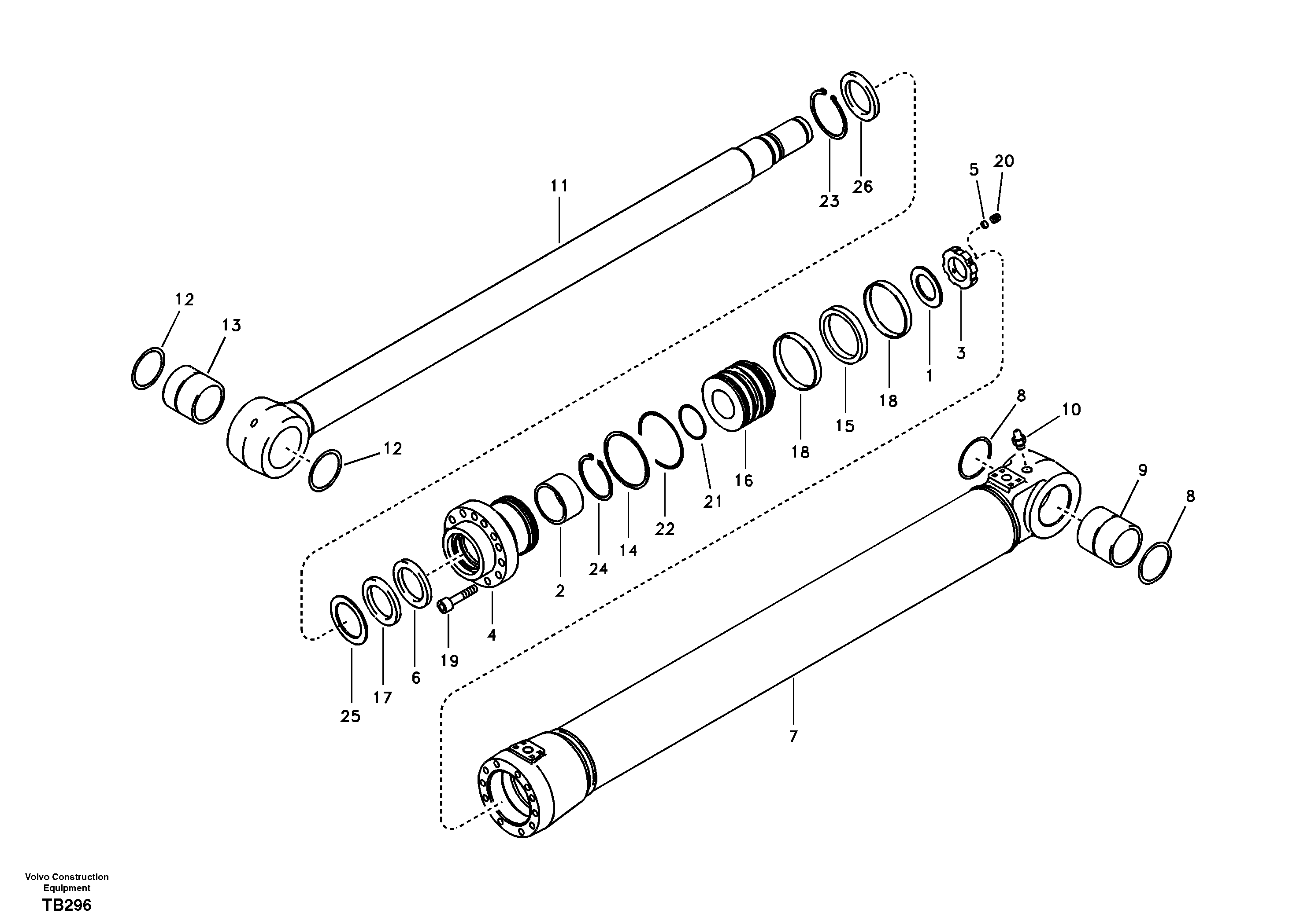 Схема запчастей Volvo EC140B - 49467 Boom cylinder, adjustable 2nd EC140B