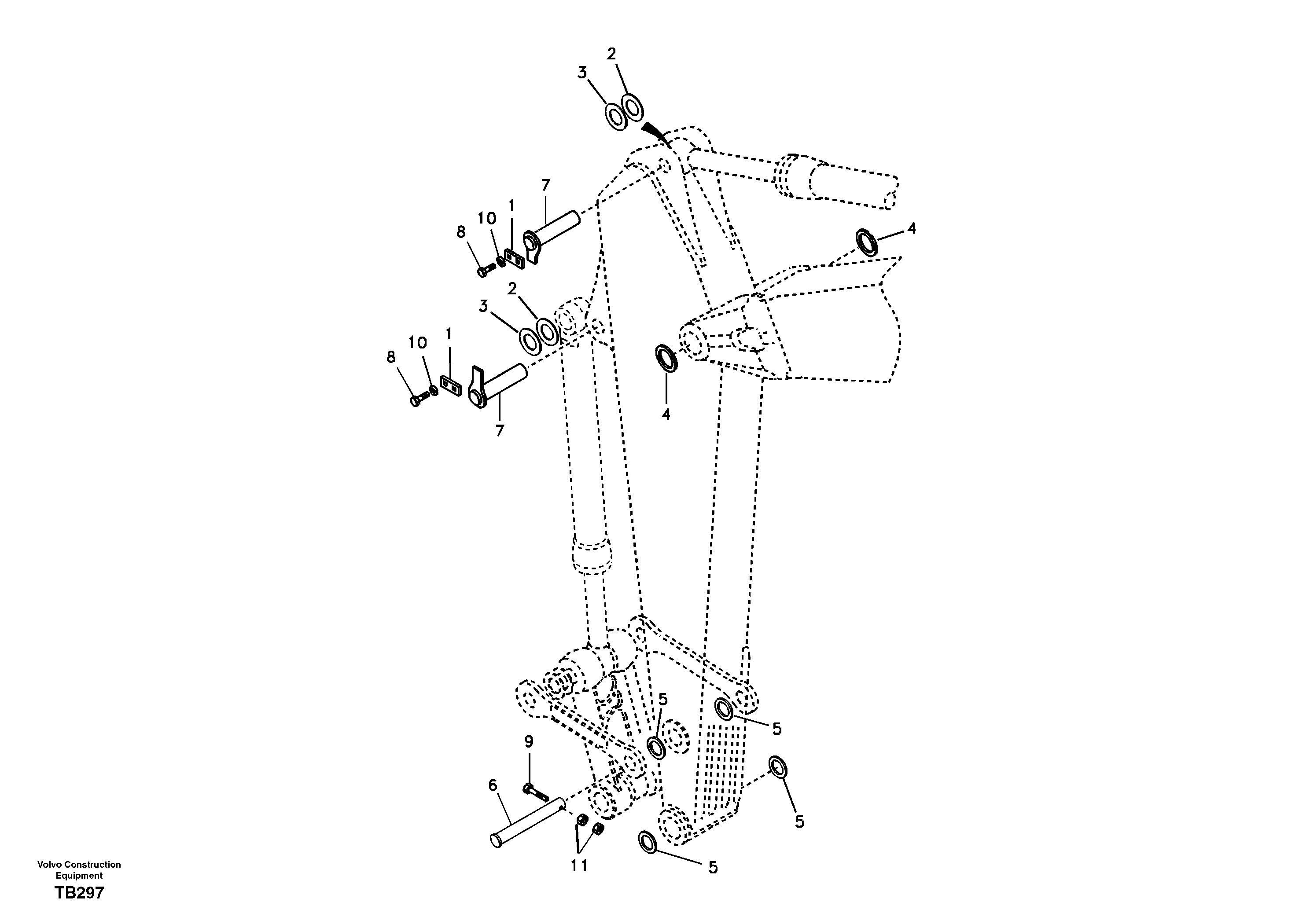 Схема запчастей Volvo EC140B - 98785 Links to dipper arm EC140B