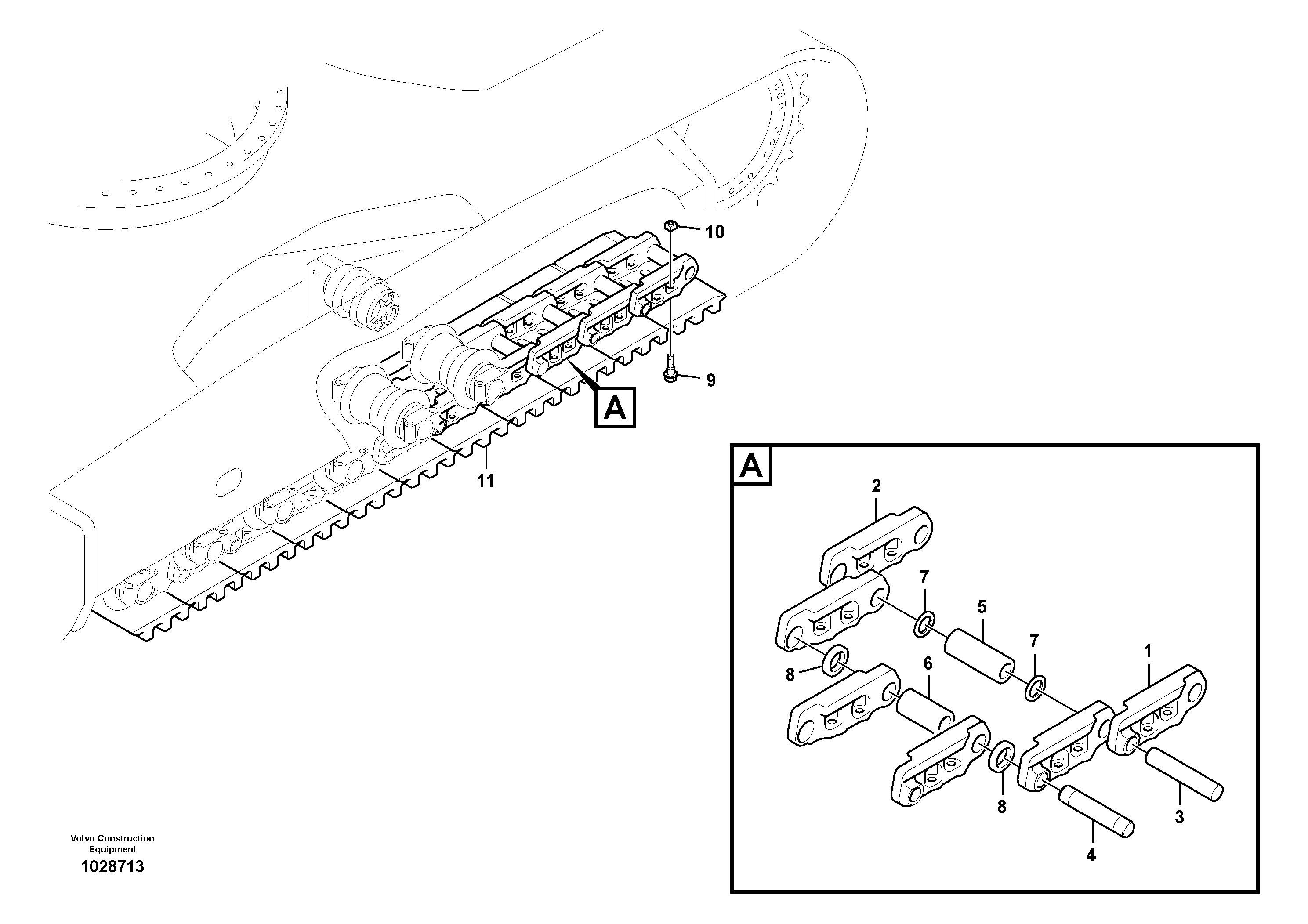 Схема запчастей Volvo EC140B - 93026 Гусеничная цепь EC140B PRIME S/N 15001-