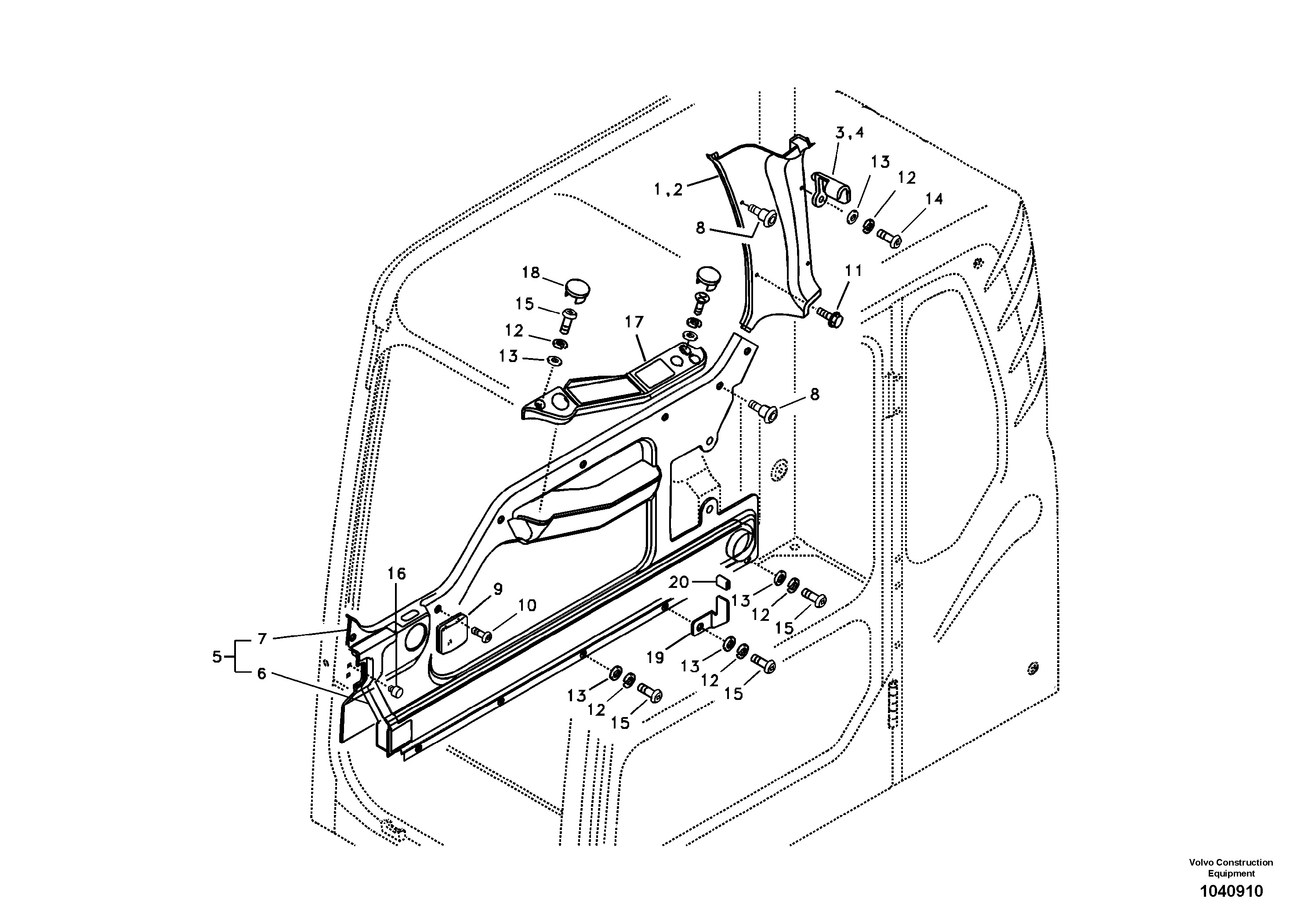 Схема запчастей Volvo EC140B - 93308 Operators cab EC140B PRIME S/N 15001-