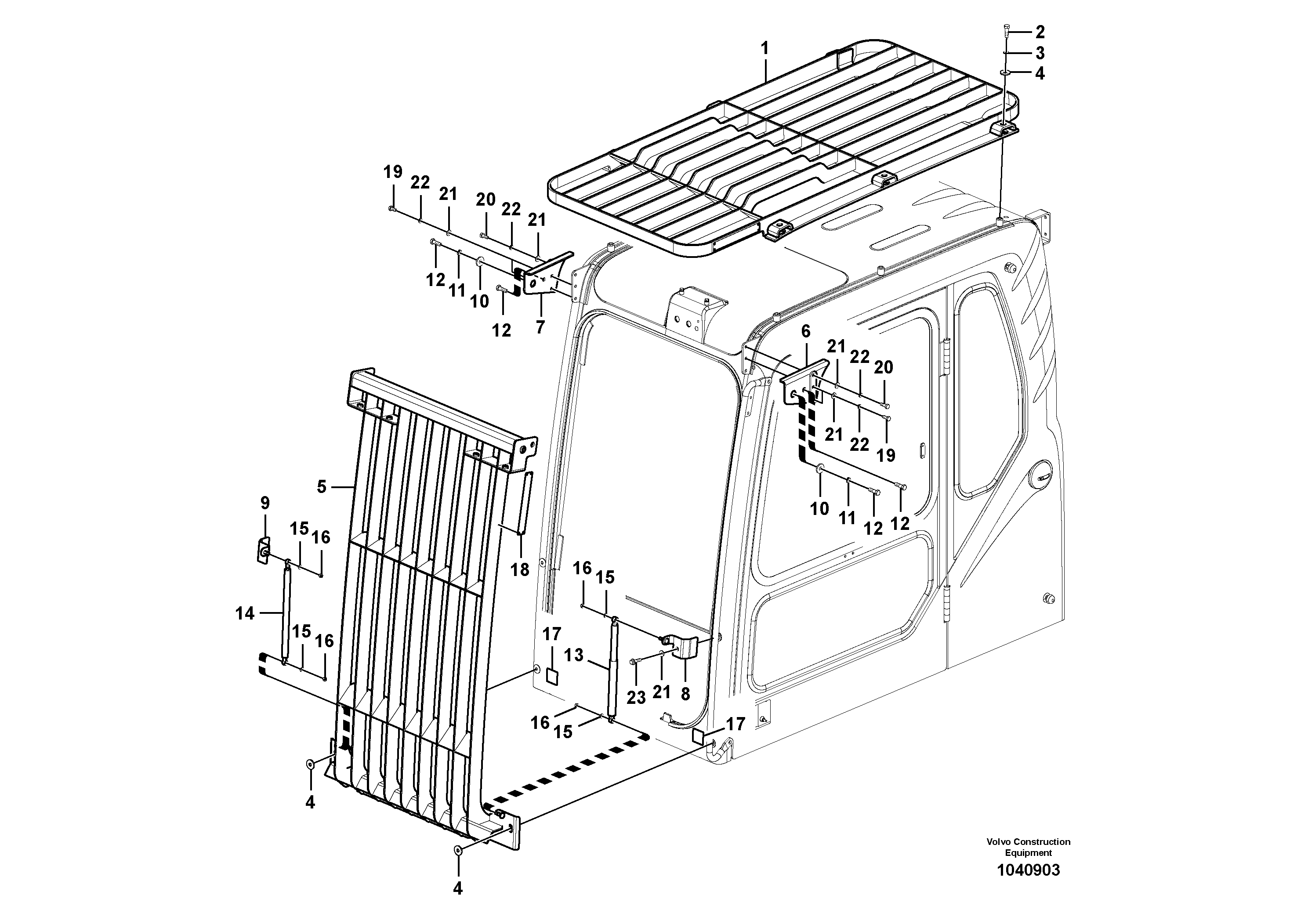 Схема запчастей Volvo EC140B - 93626 Falling object guards EC140B PRIME S/N 15001-