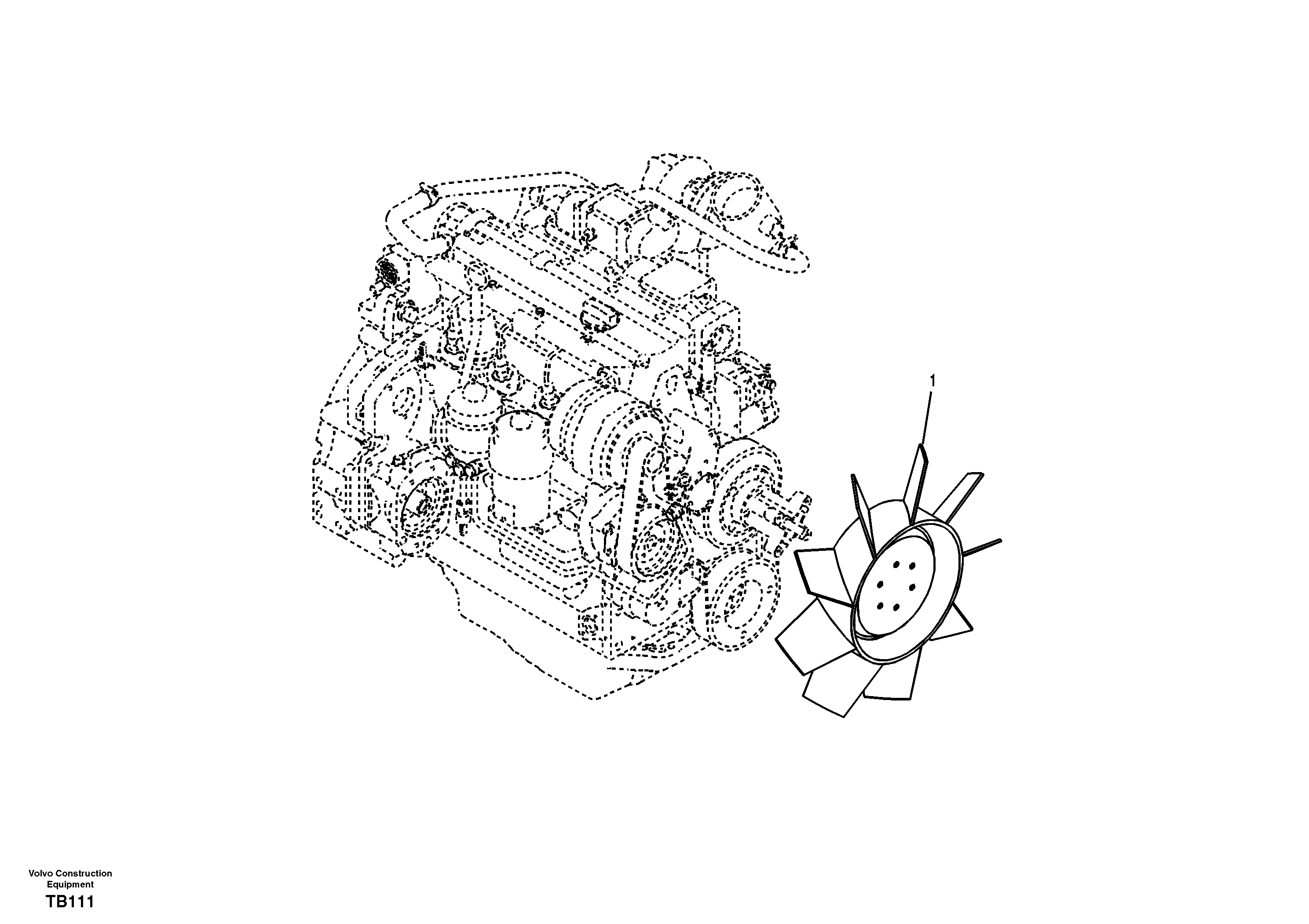 Схема запчастей Volvo EC140B - 95580 Cooling fan mounting EC140B PRIME S/N 15001-