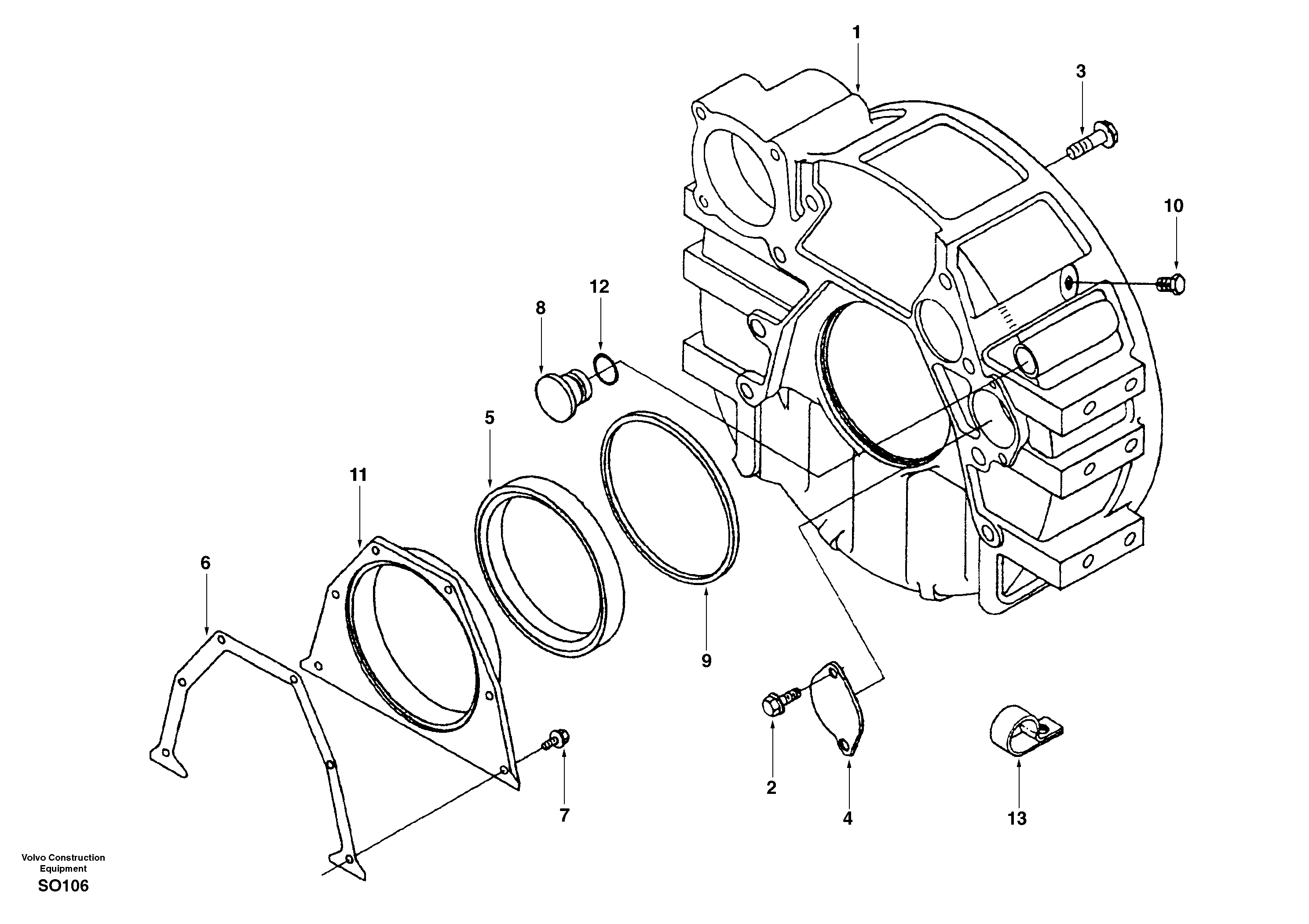 Схема запчастей Volvo EC150 - 34420 Картер маховика EC150