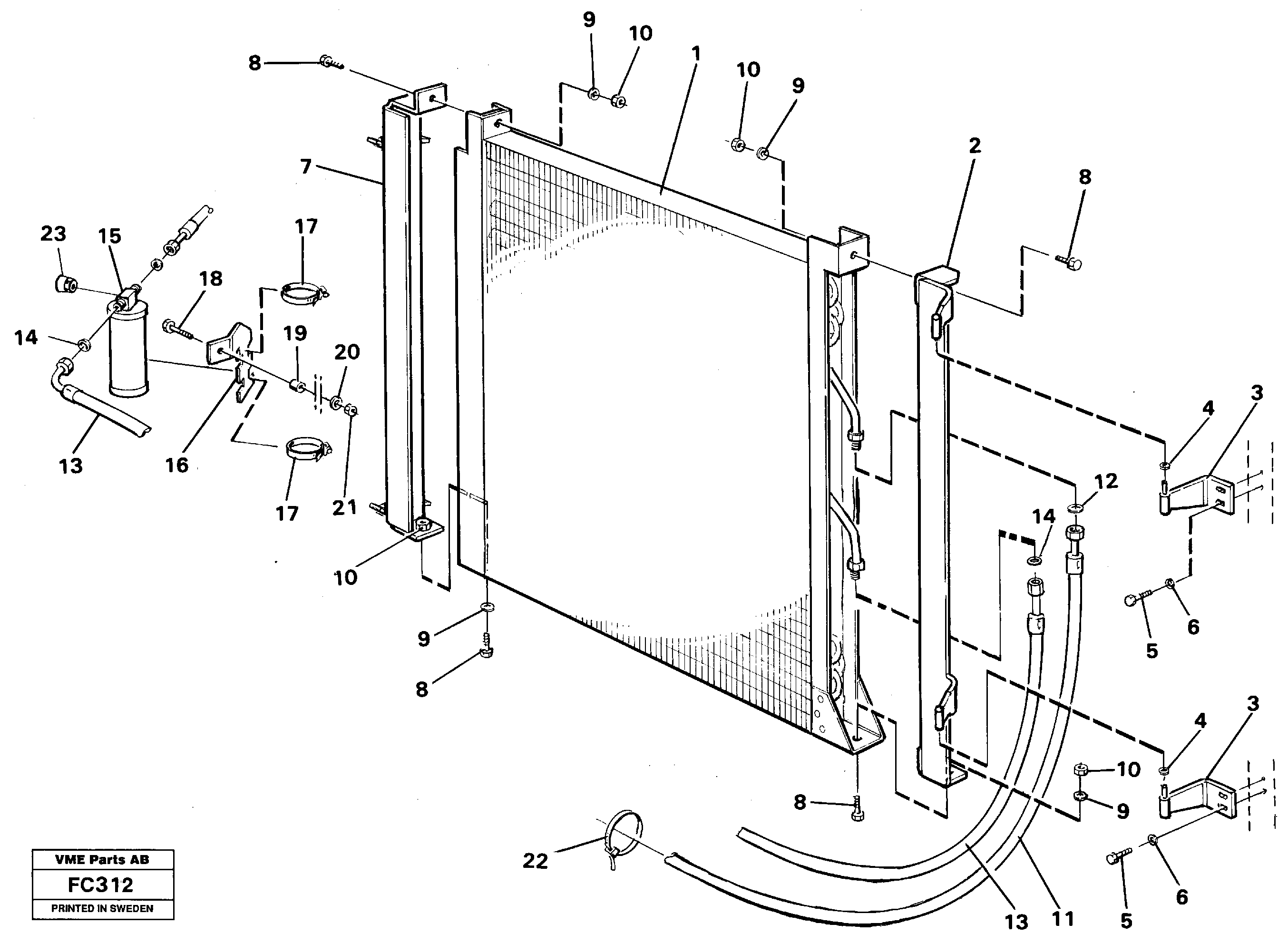 Схема запчастей Volvo EC150 - 46778 Condensor with fitting parts cooling agent R134 A EC150 ?KERMAN ?KERMAN EC150 SER NO - 129