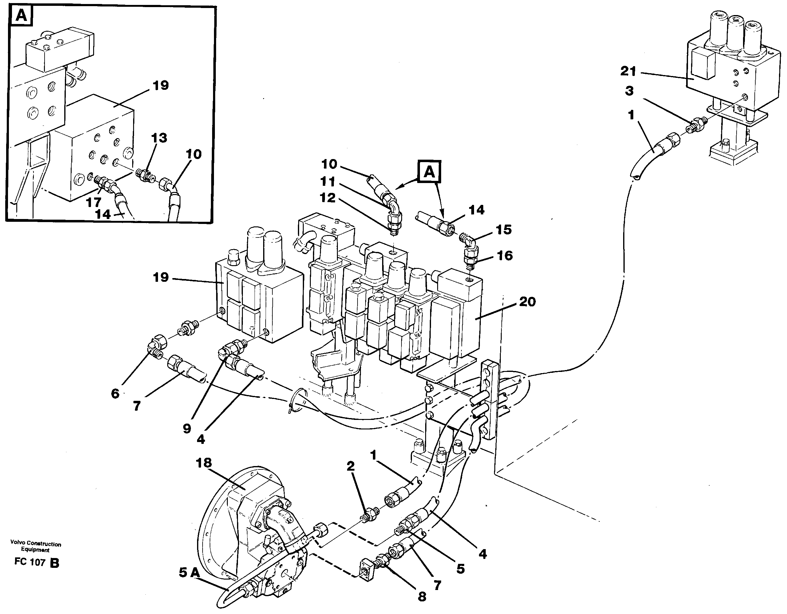 Схема запчастей Volvo EC150 - 33805 Hydraulic system, feed line EC150 ?KERMAN ?KERMAN EC150 SER NO - 129