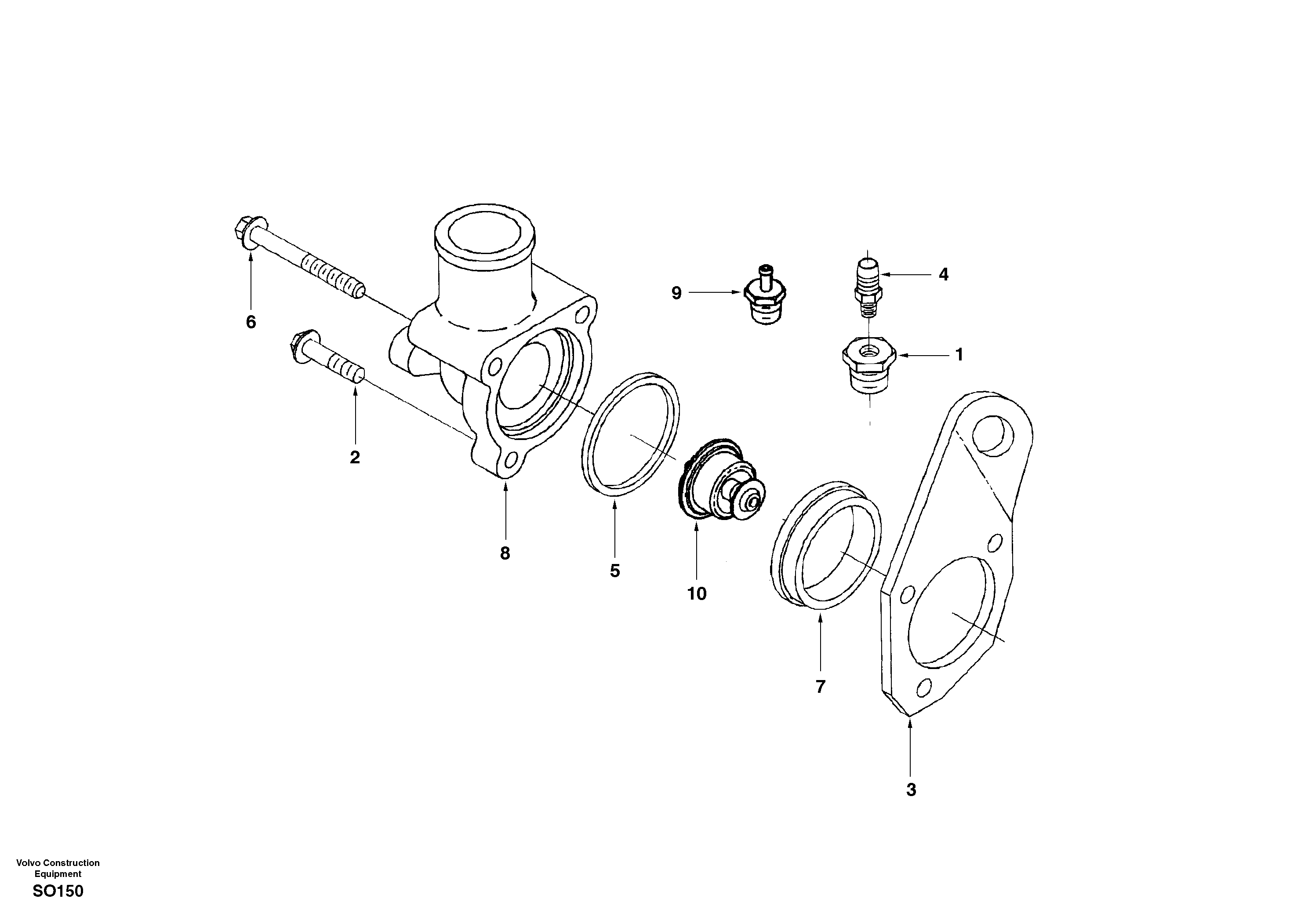 Схема запчастей Volvo EC150 - 33225 Thermostat housing EC150
