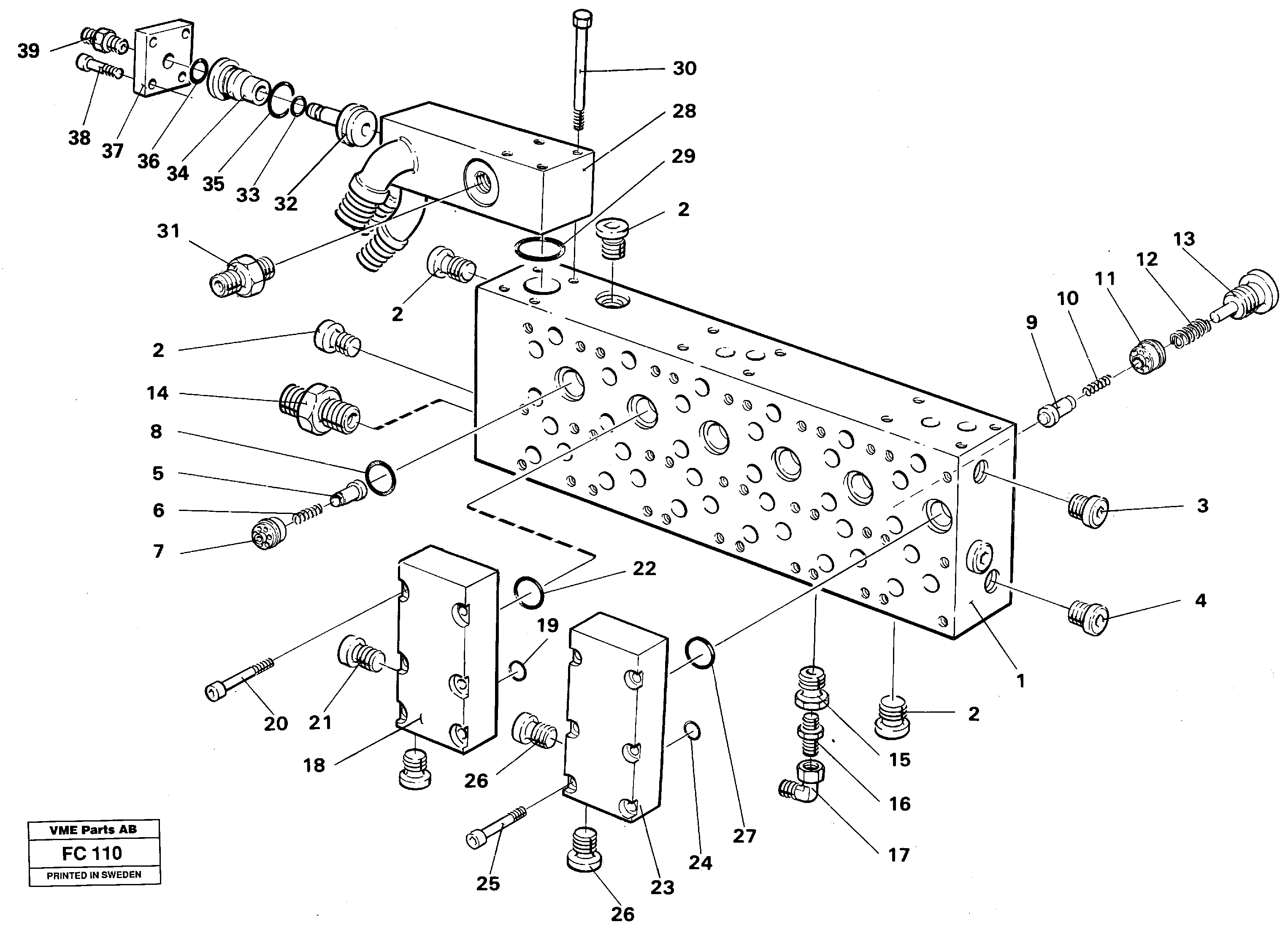 Схема запчастей Volvo EC150 - 35754 Main valve assembly block EC150 ?KERMAN ?KERMAN EC150 SER NO - 129