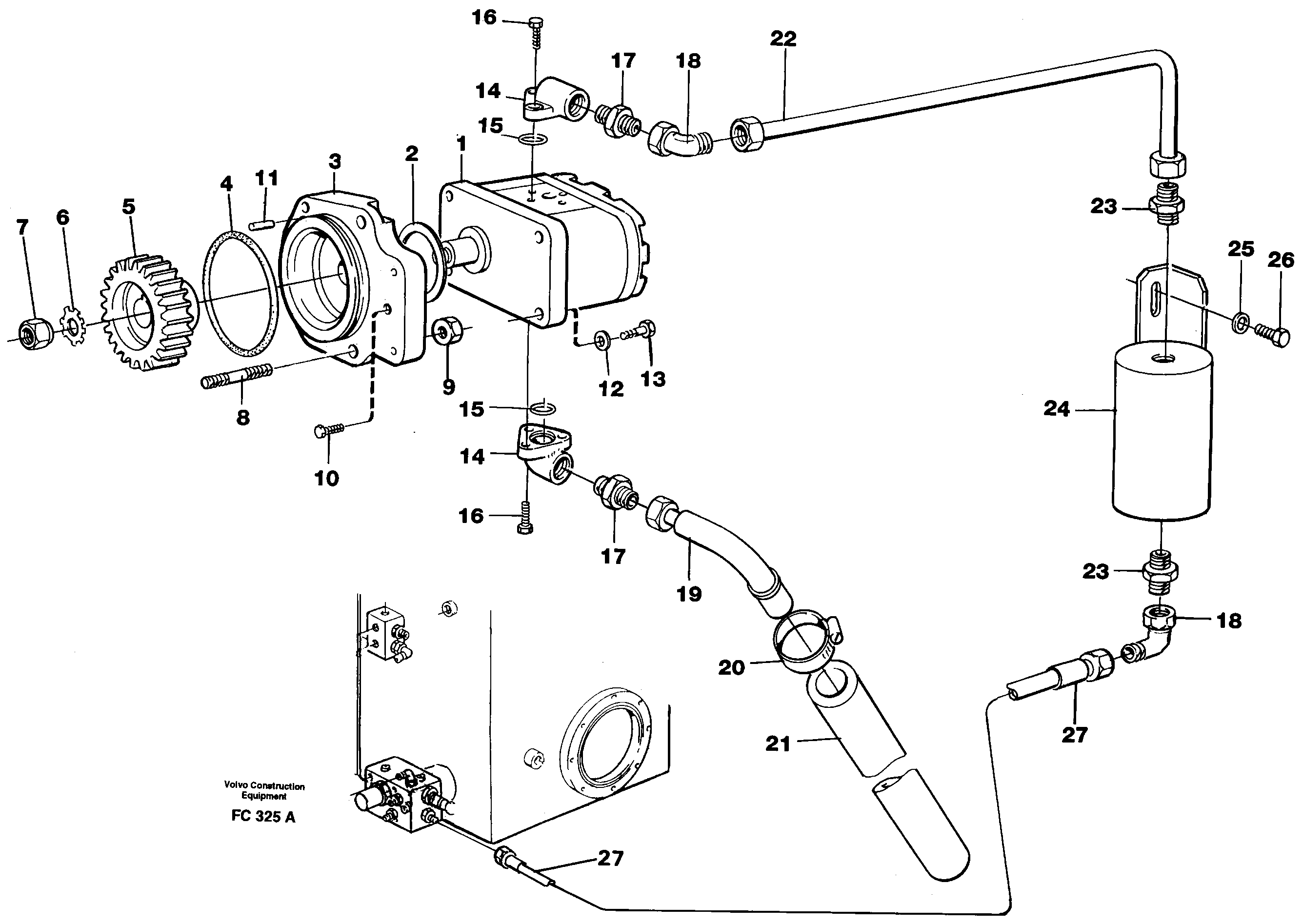 Схема запчастей Volvo EC150 - 87877 Servo pump EC150 ?KERMAN ?KERMAN EC150 SER NO - 129