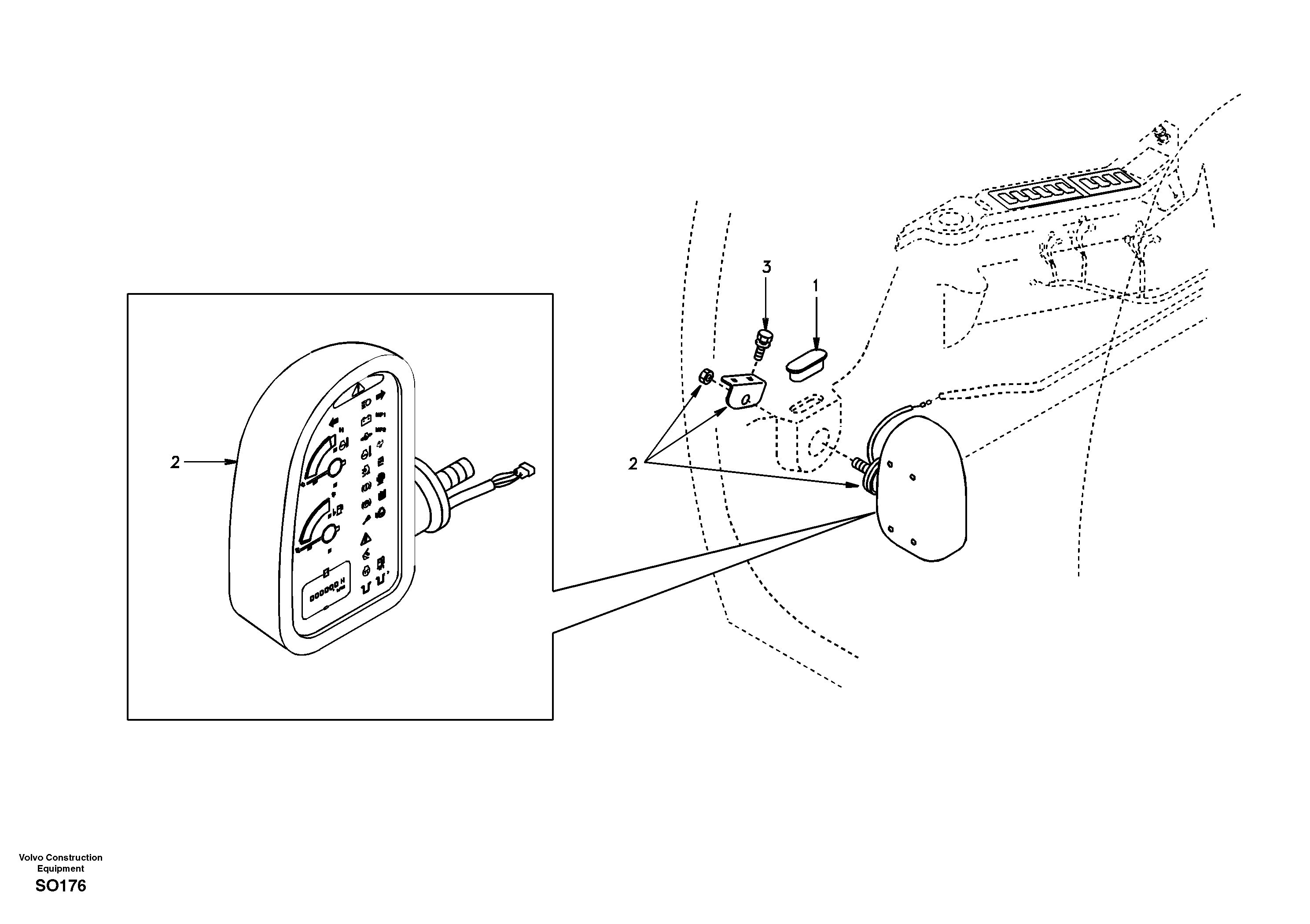 Схема запчастей Volvo EC150 - 19458 Instrument panel, warning unit and information unit EC150