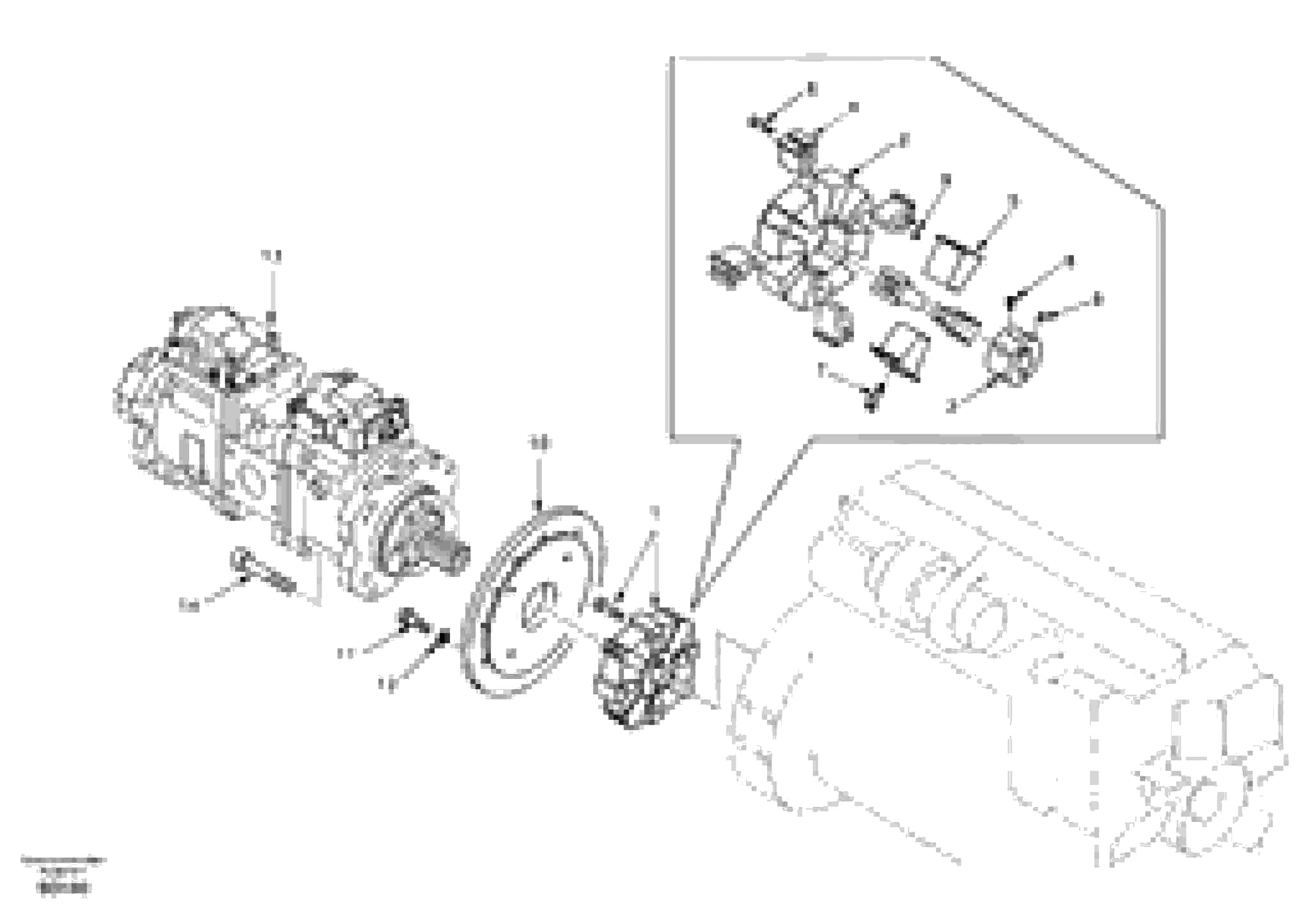 Схема запчастей Volvo EC150 - 29250 Pump gearbox with assembling parts EC150