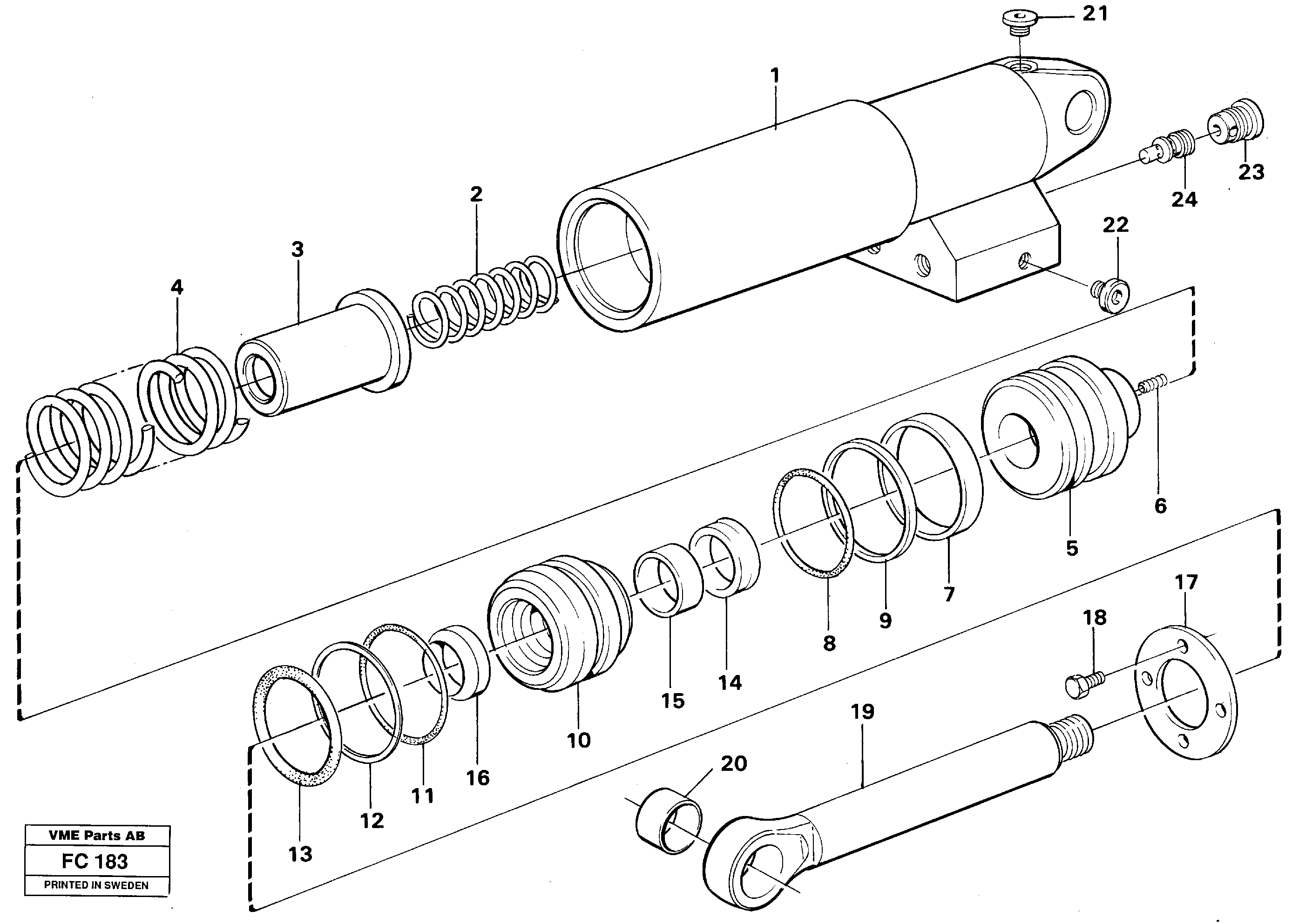 Схема запчастей Volvo EC150 - 66240 Hydraulic cylinder, quick attachment EC150 ?KERMAN ?KERMAN EC150 SER NO - 129