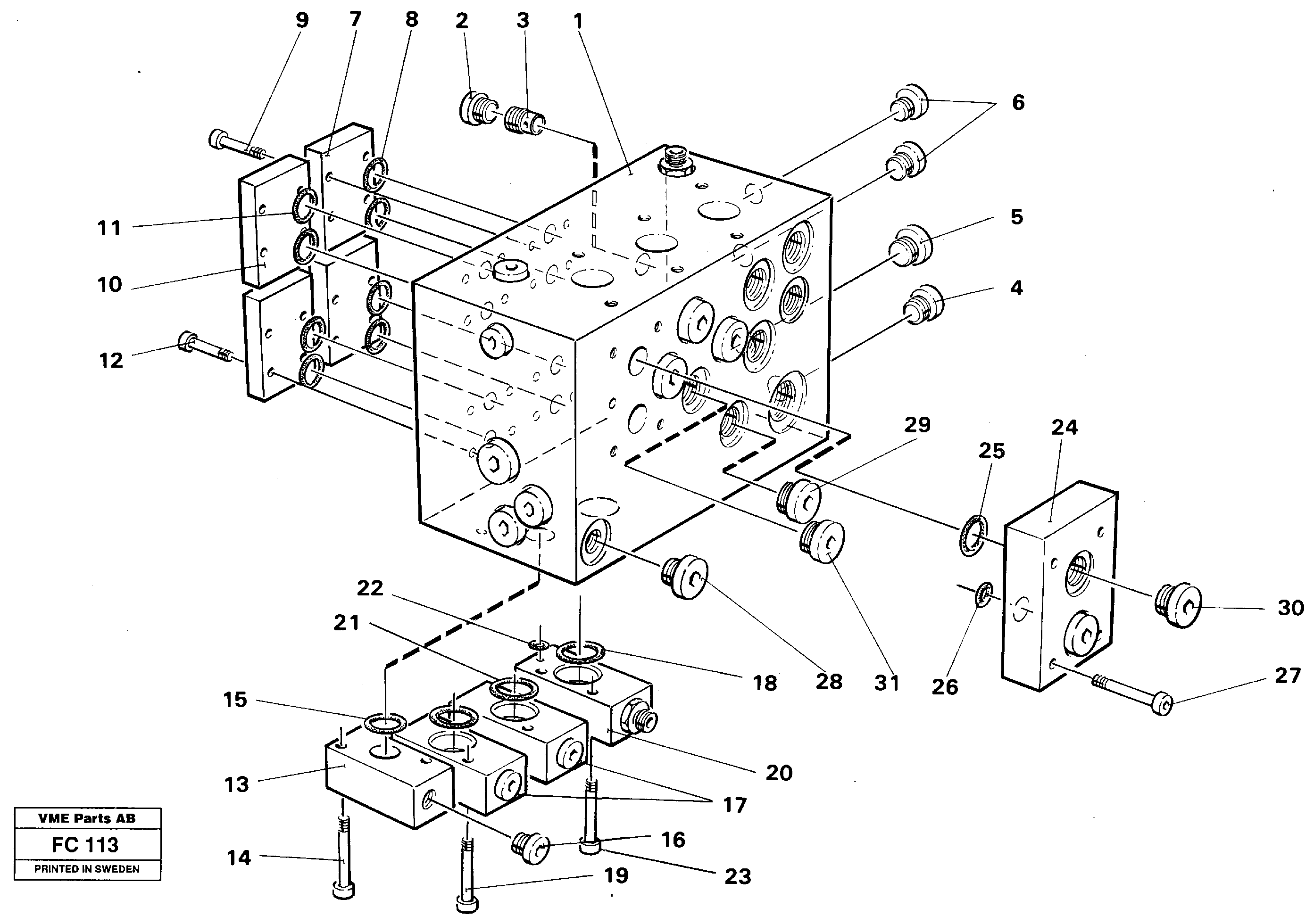 Схема запчастей Volvo EC150 - 59410 Slew valve assembly block EC150 ?KERMAN ?KERMAN EC150 SER NO - 129