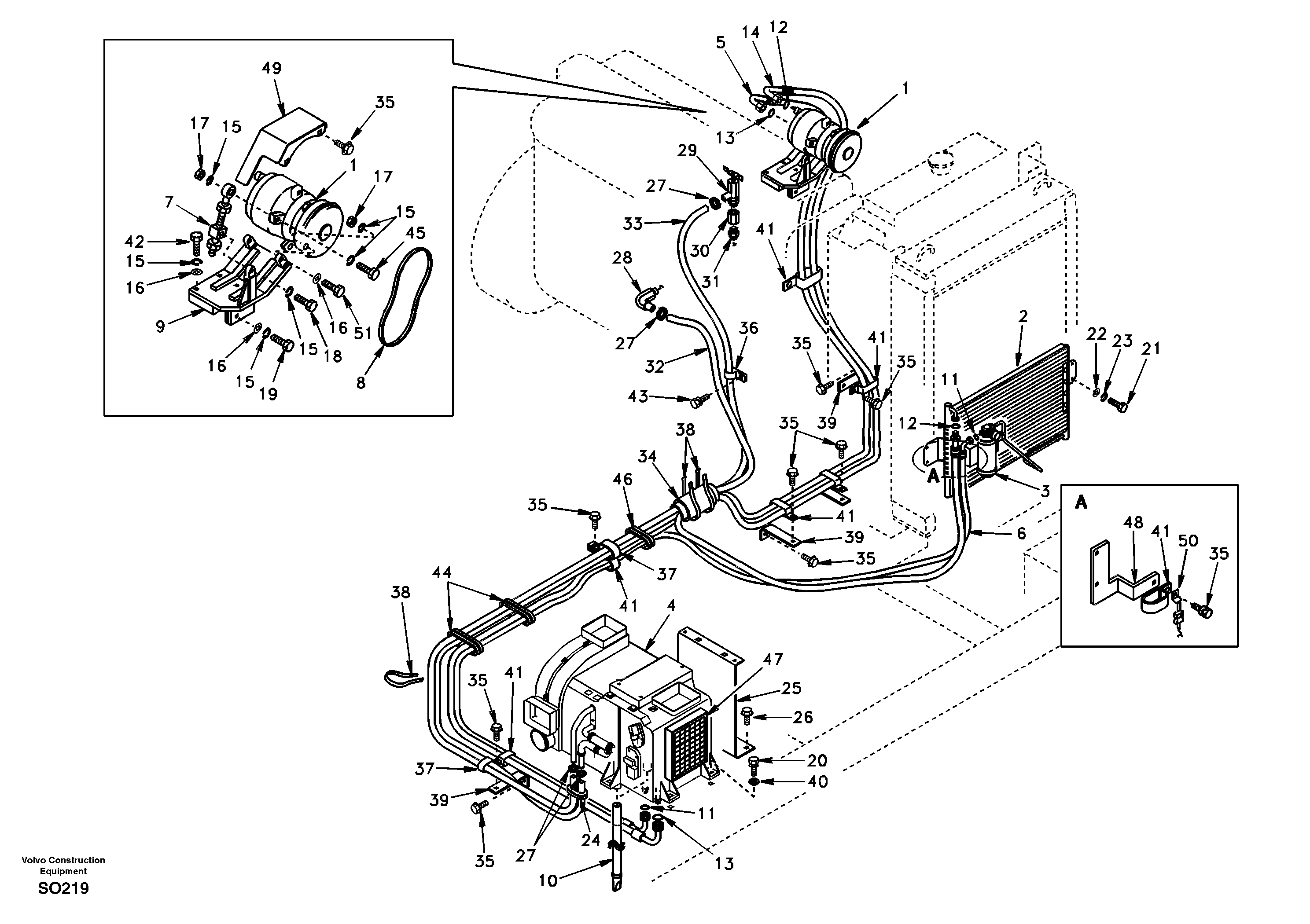 Схема запчастей Volvo EC150 - 52364 Air conditioning line, cooling and heater EC150