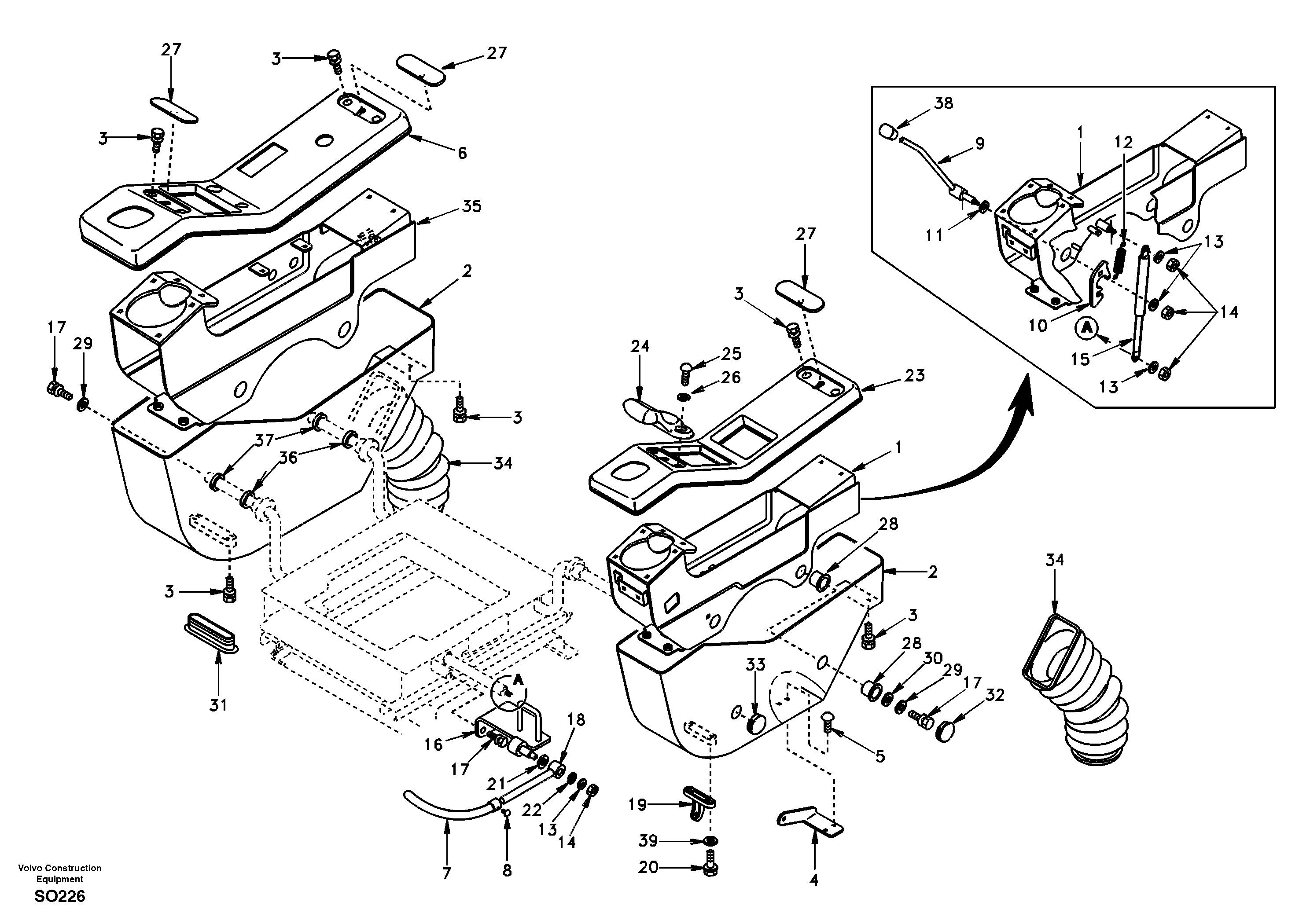 Схема запчастей Volvo EC150 - 36554 Instrument panel, control panel EC150