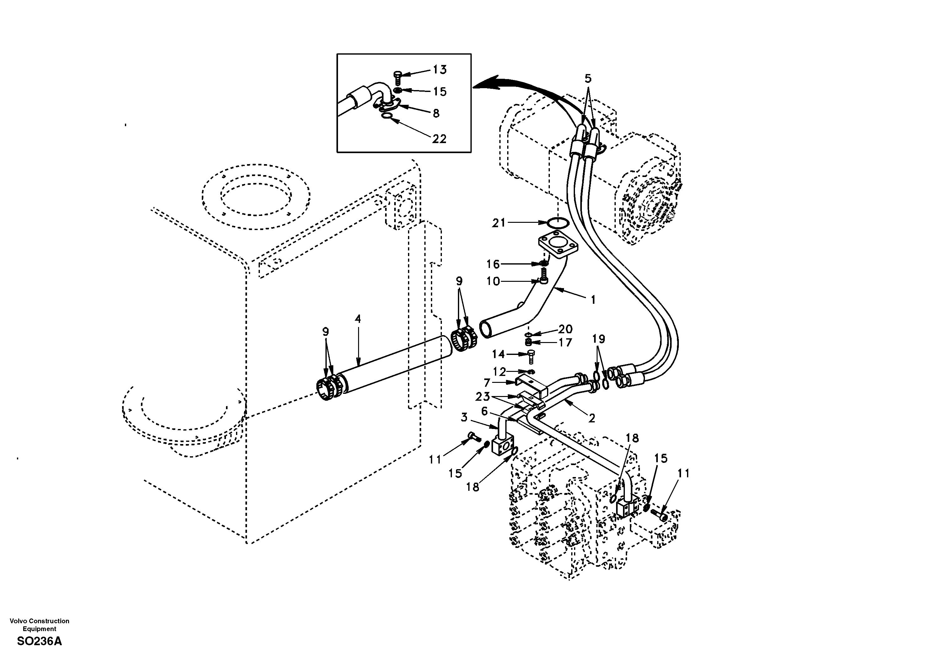 Схема запчастей Volvo EC150 - 95867 Hydraulic system, hydraulic tank to hydraulic pump EC150