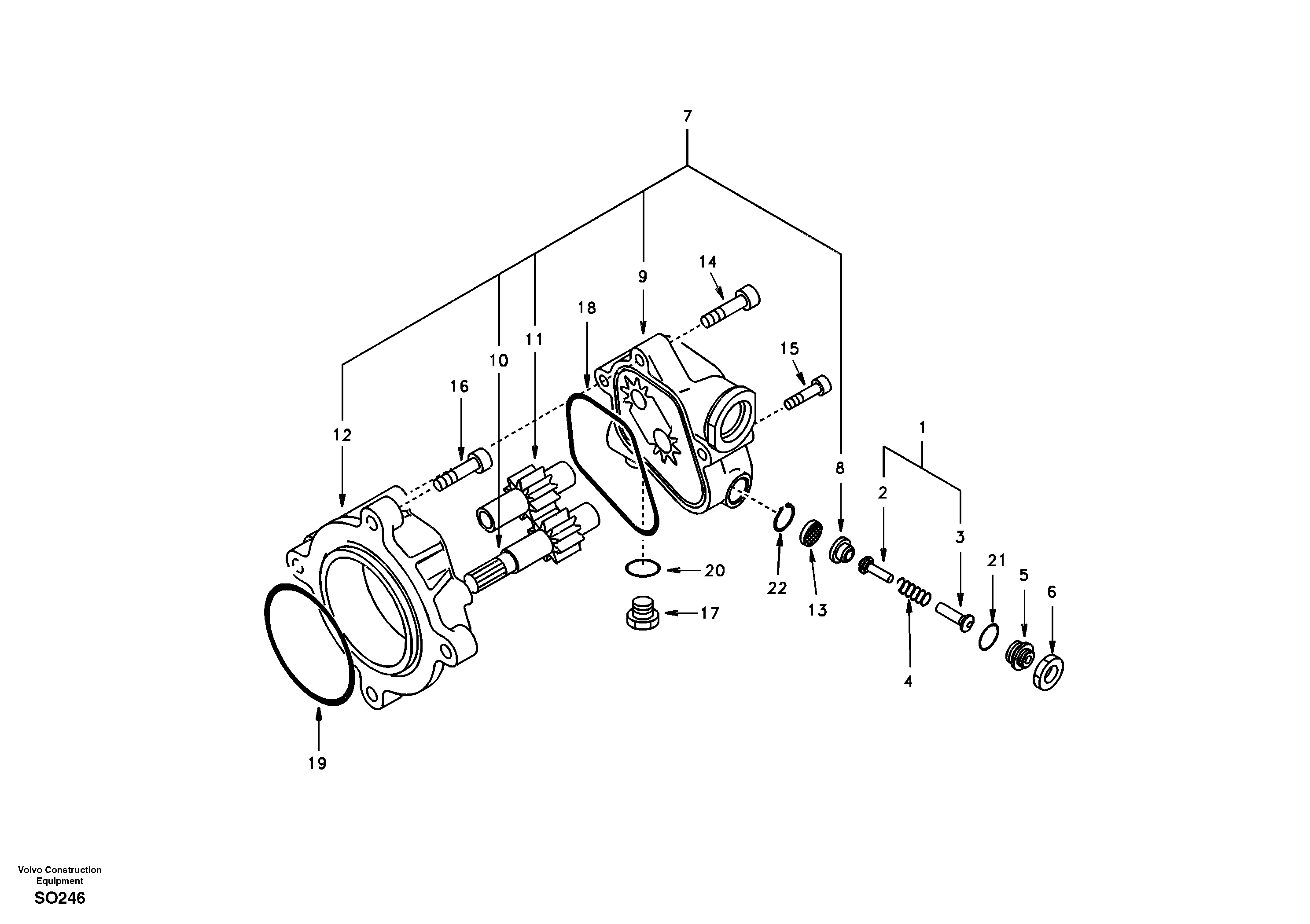 Схема запчастей Volvo EC150 - 44546 Гидронасос (шестеренчатый) EC150