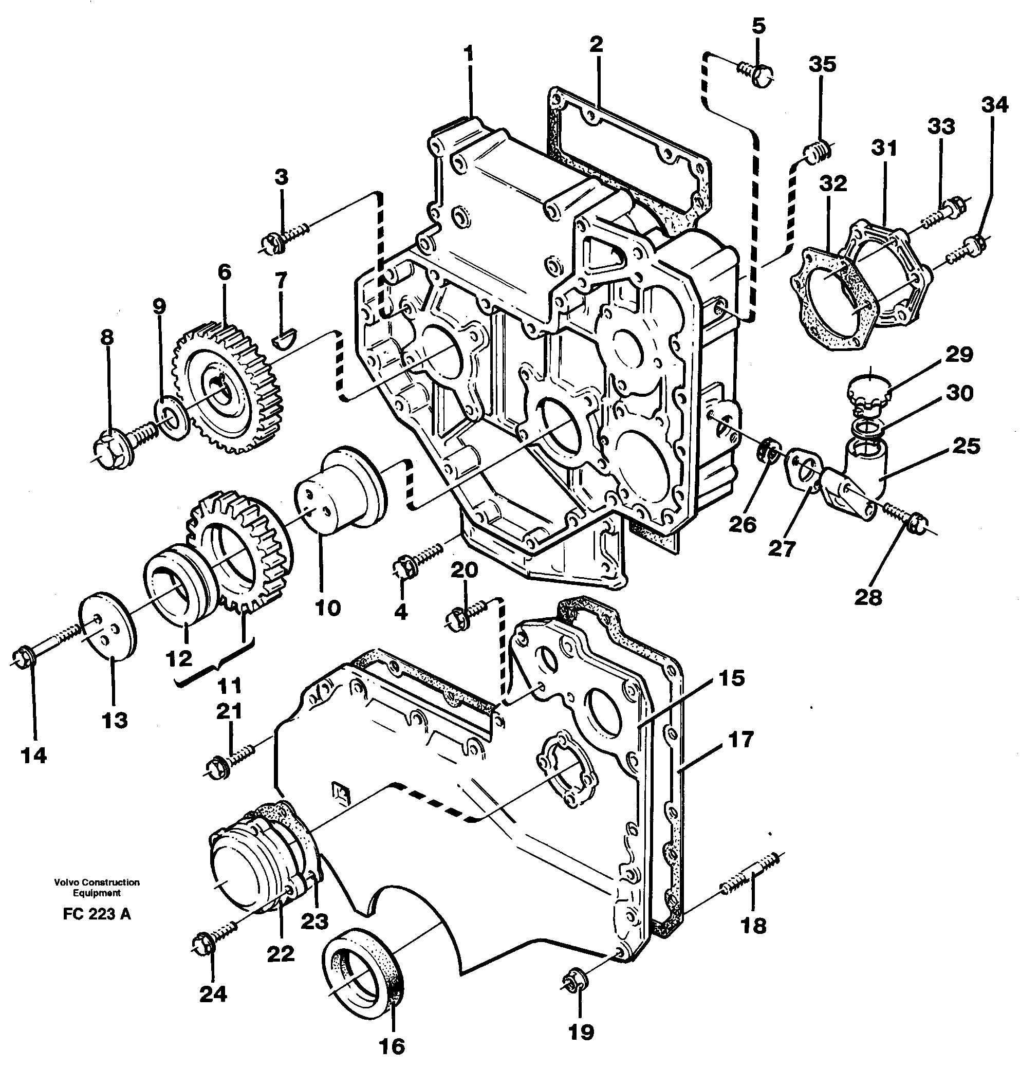 Схема запчастей Volvo EC150 - 90356 Timing gear casing EC150 ?KERMAN ?KERMAN EC150 SER NO - 129