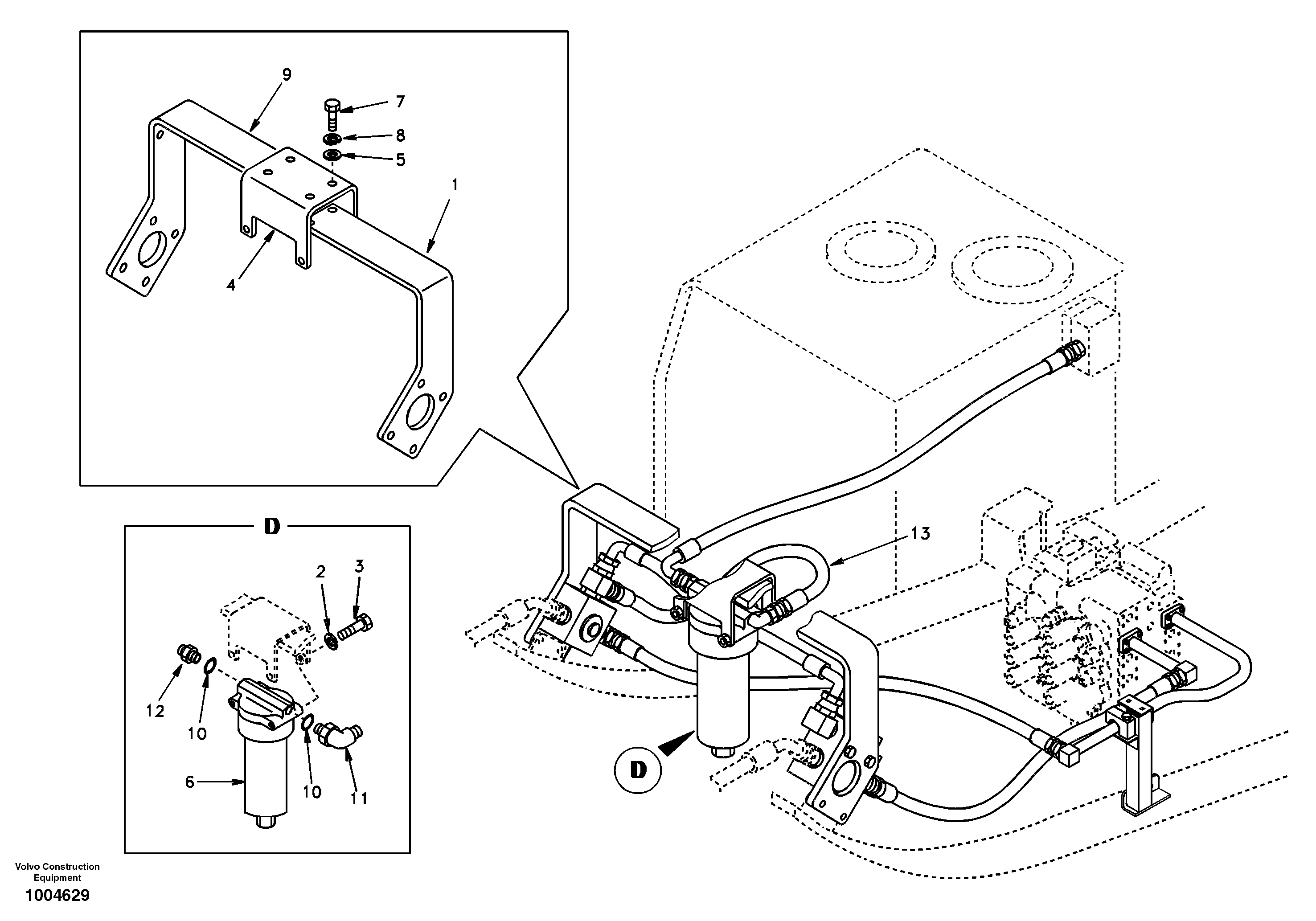 Схема запчастей Volvo EC150 - 10241 Working hydraulic, hammer and shear for return filter EC150