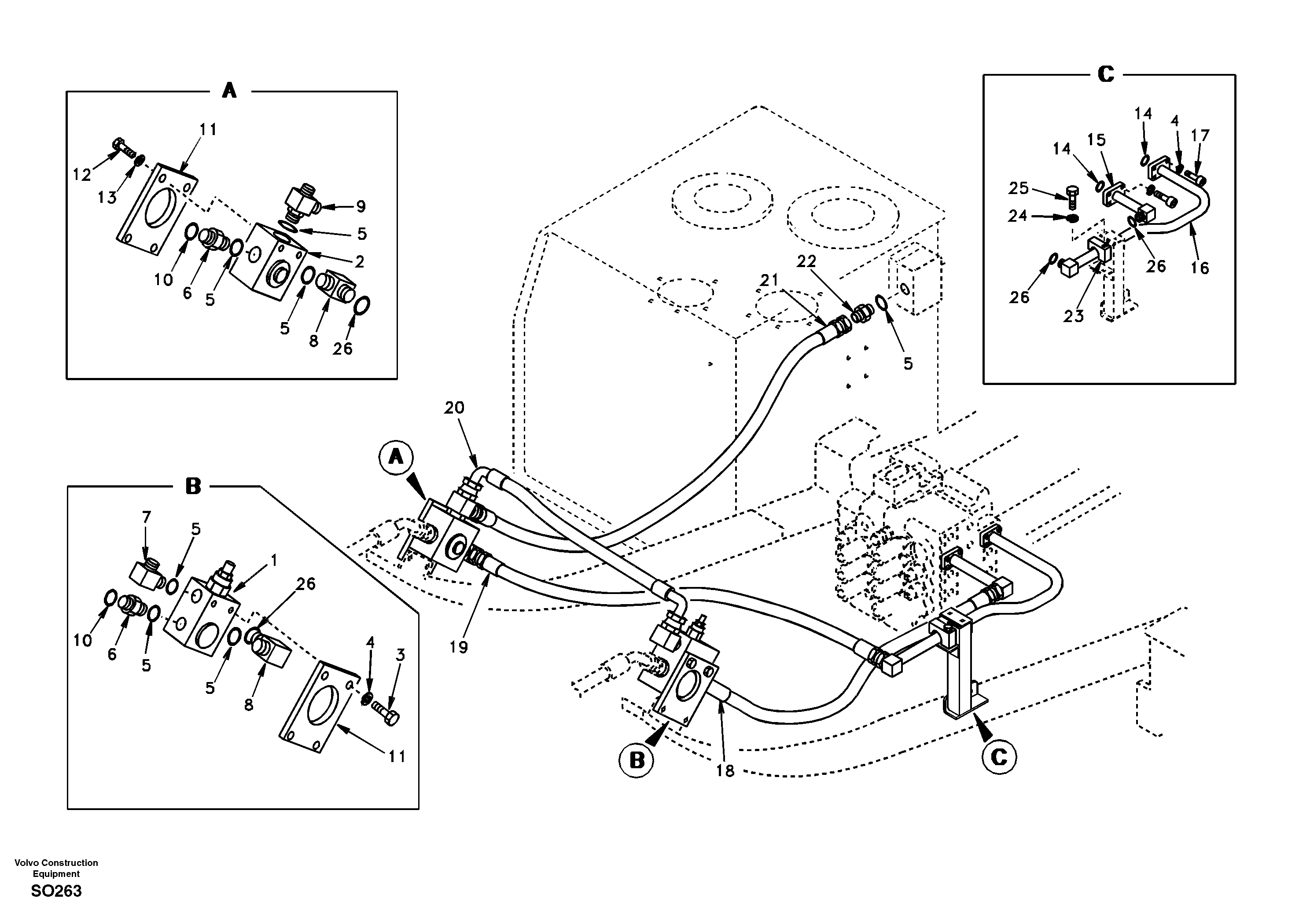 Схема запчастей Volvo EC150 - 64690 Working hydraulic, hammer and shear for upper EC150