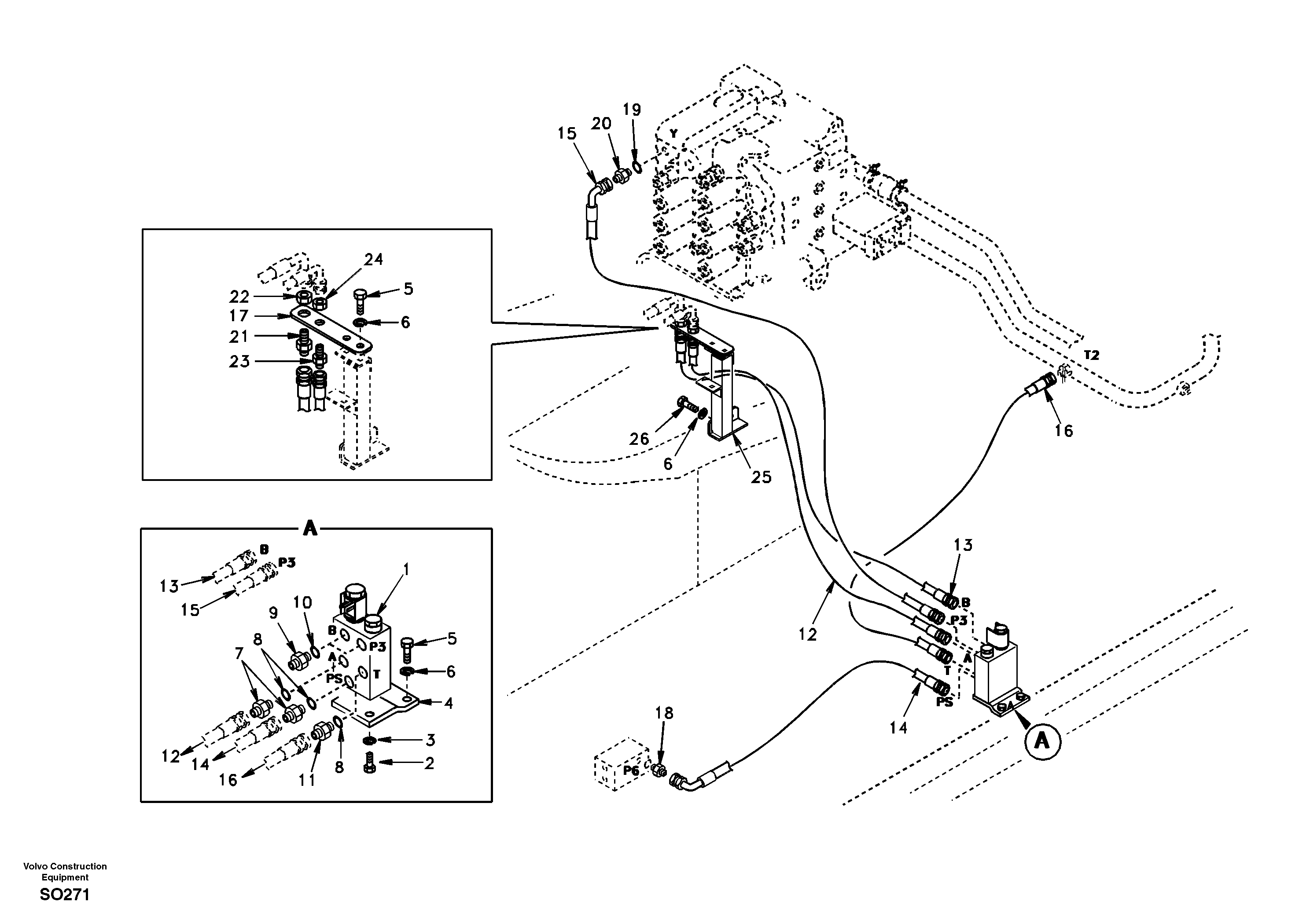 Схема запчастей Volvo EC150 - 61933 Quickfit and rotator hydraulic EC150