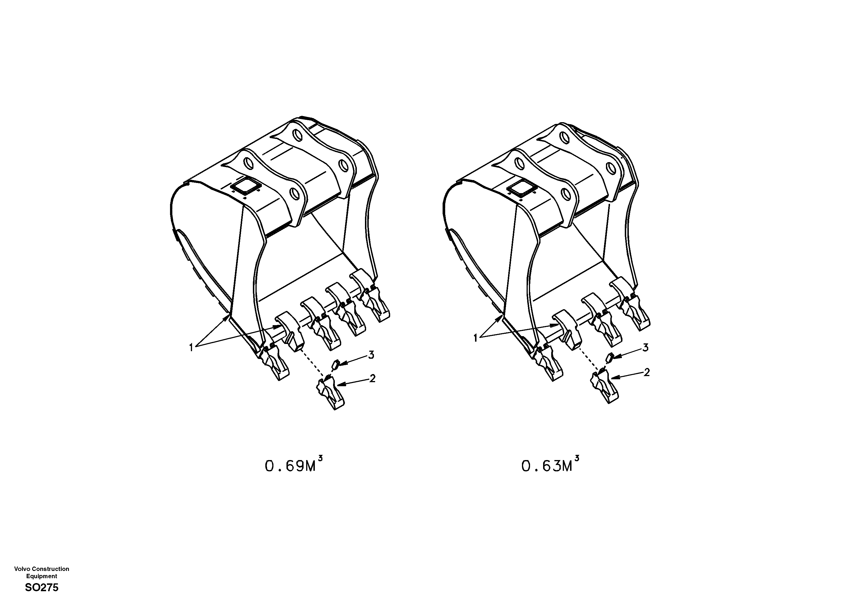 Схема запчастей Volvo EC150 - 22115 Buckets for Quickfit EC150