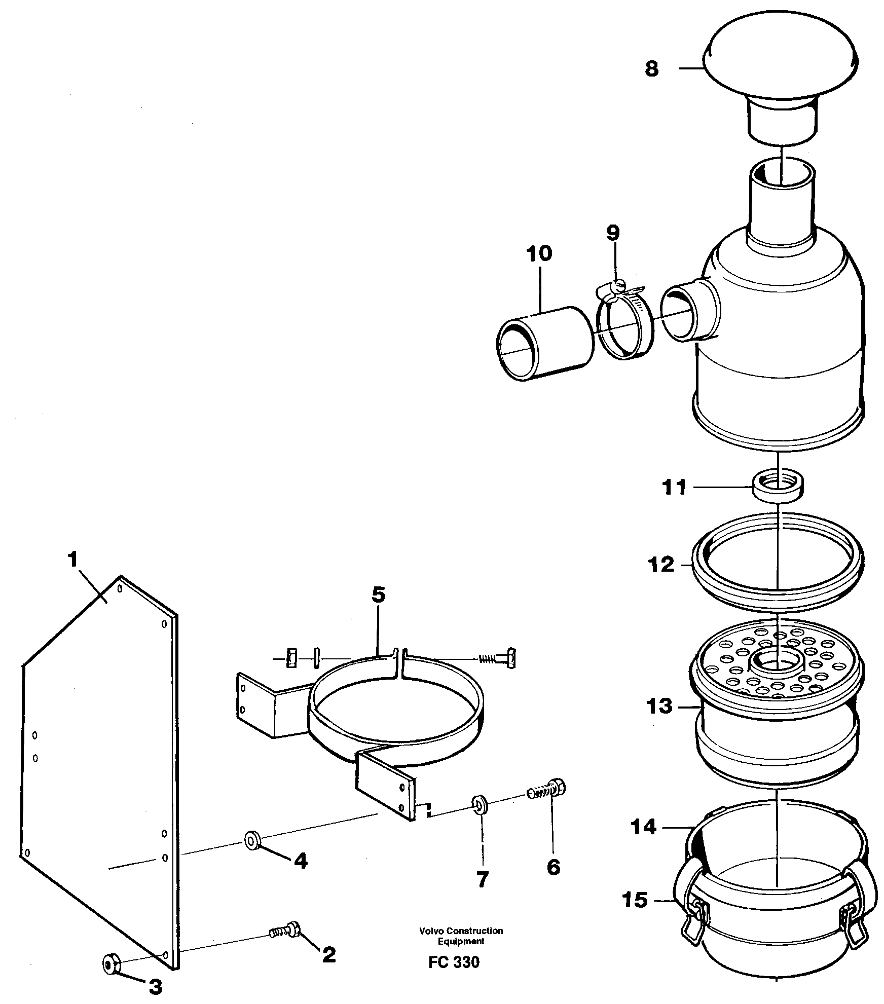 Схема запчастей Volvo EC150 - 33702 Oil bath filter EC150 ?KERMAN ?KERMAN EC150 SER NO - 129