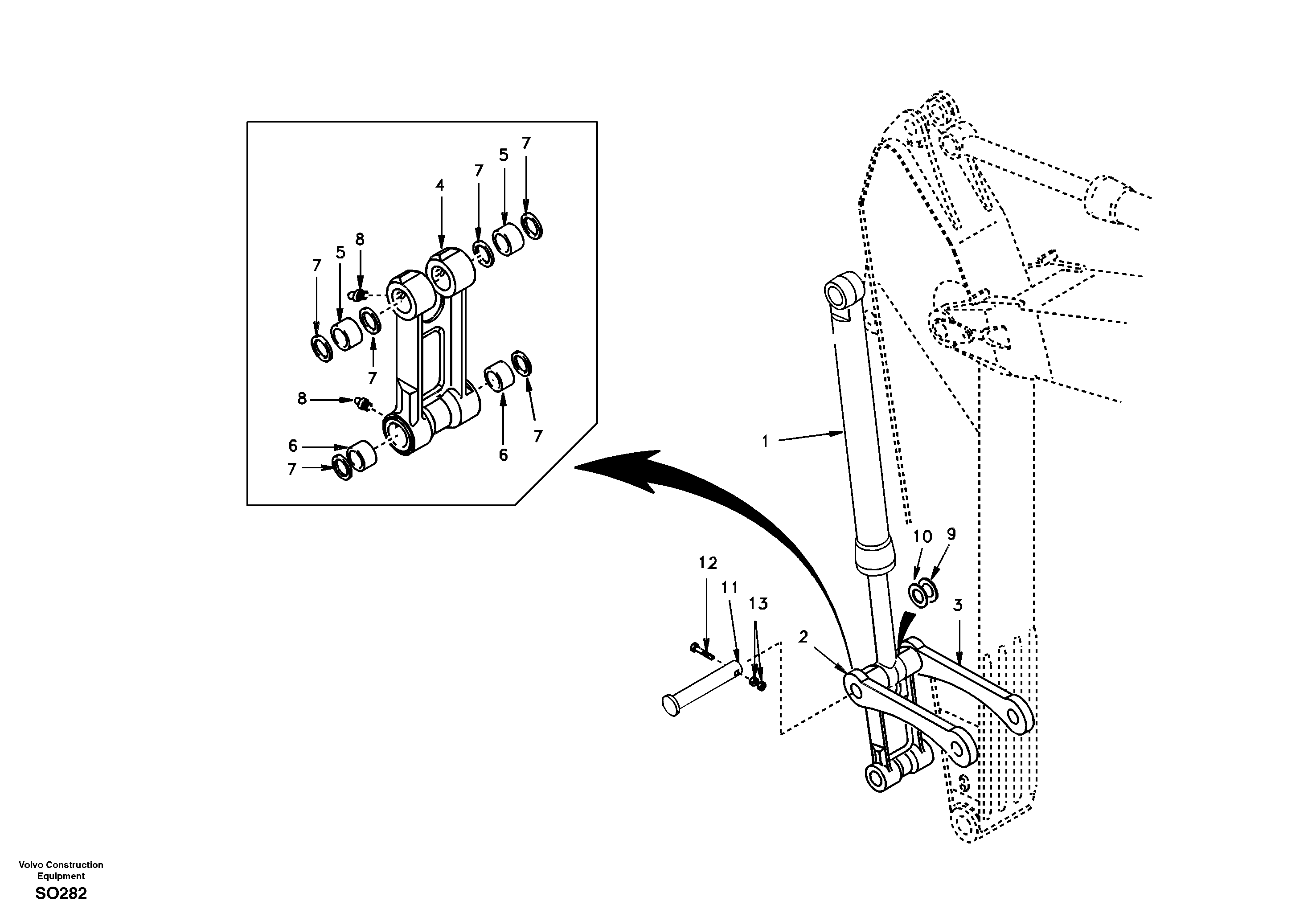 Схема запчастей Volvo EC150 - 18999 Links to dipper arm EC150