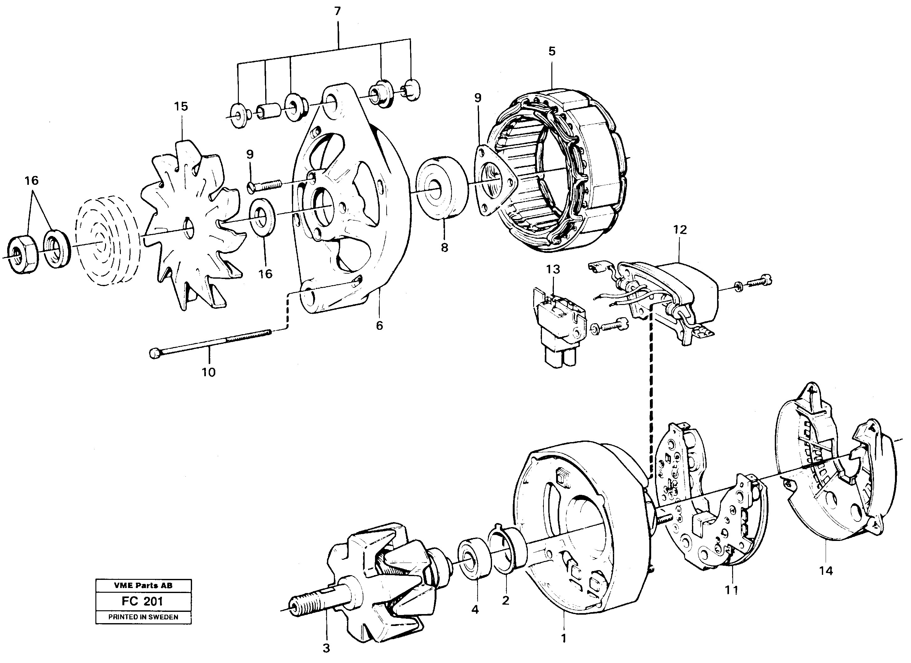 Схема запчастей Volvo EC150 - 20296 Alternator EC150 ?KERMAN ?KERMAN EC150 SER NO - 129