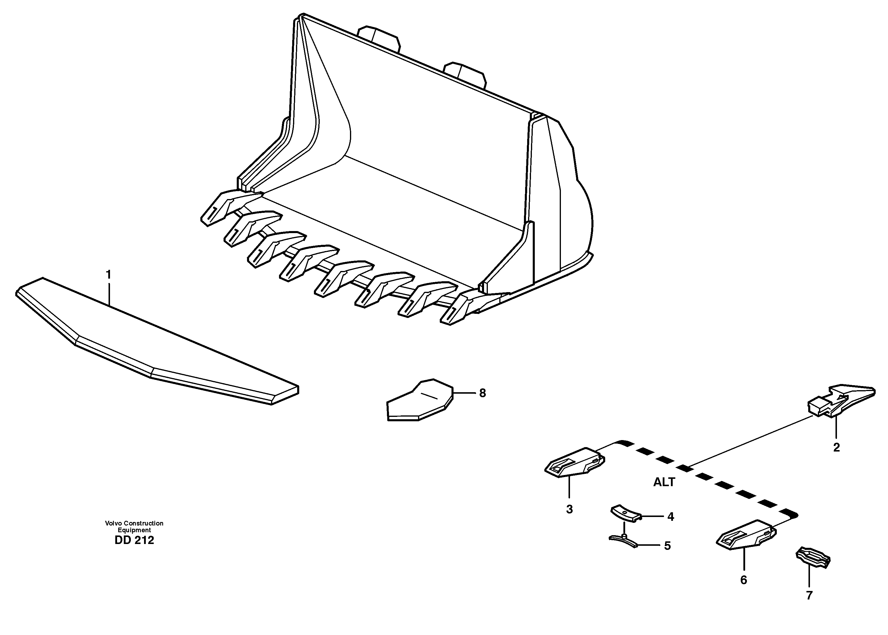 Схема запчастей Volvo EC150 - 29922 Bucket, truncated vec lip with teeth ATTACHMENTS ATTACHMENTS BUCKETS