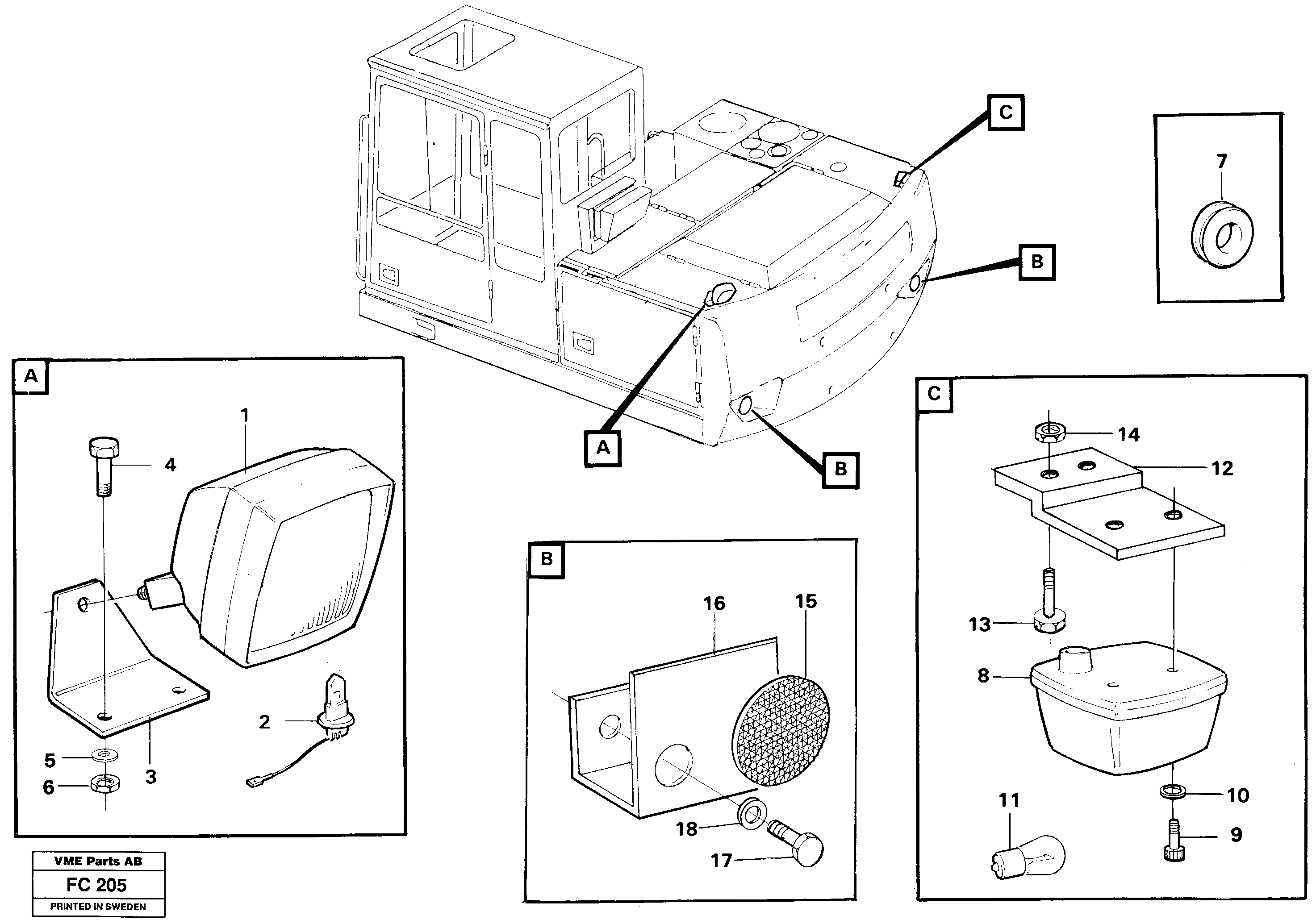 Схема запчастей Volvo EC150 - 4478 Lighting, rear EC150 ?KERMAN ?KERMAN EC150 SER NO - 129