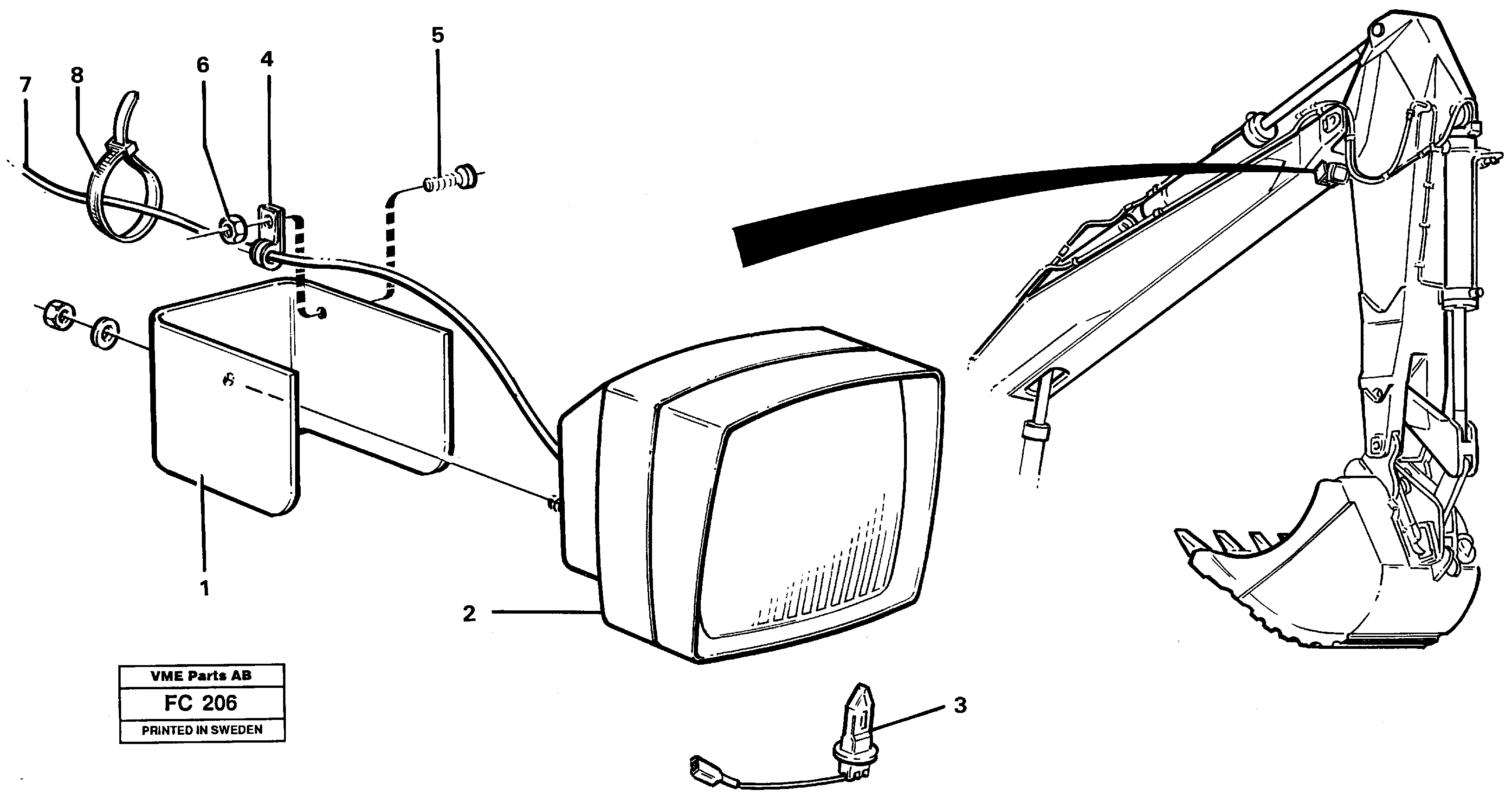 Схема запчастей Volvo EC150 - 34702 Working lamp on boom EC150 ?KERMAN ?KERMAN EC150 SER NO - 129