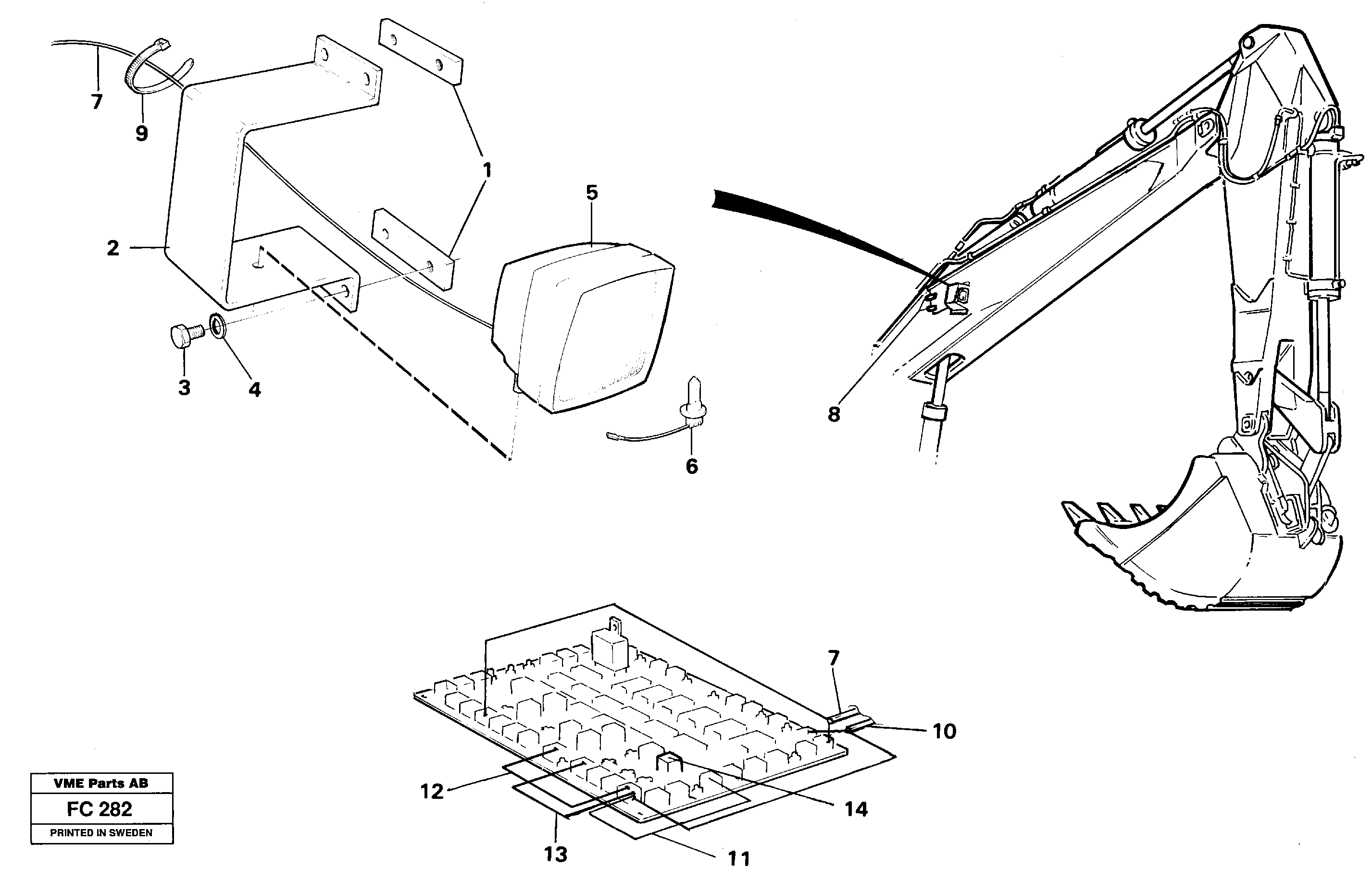 Схема запчастей Volvo EC150 - 34704 Working lamp on adjustable boom, left and right EC150 ?KERMAN ?KERMAN EC150 SER NO - 129