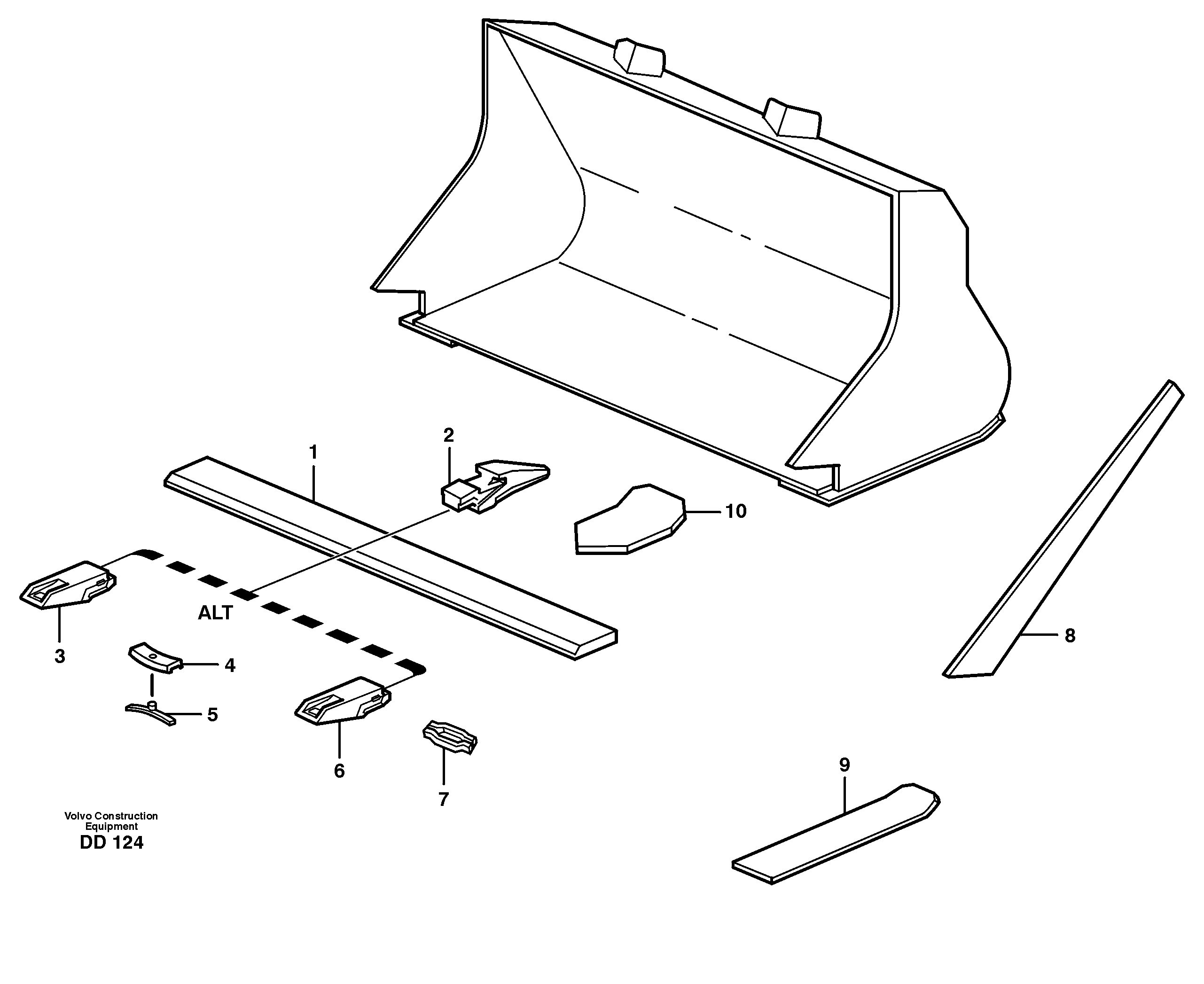 Схема запчастей Volvo EC150 - 15186 Bucket, straight with teeth ATTACHMENTS ATTACHMENTS BUCKETS